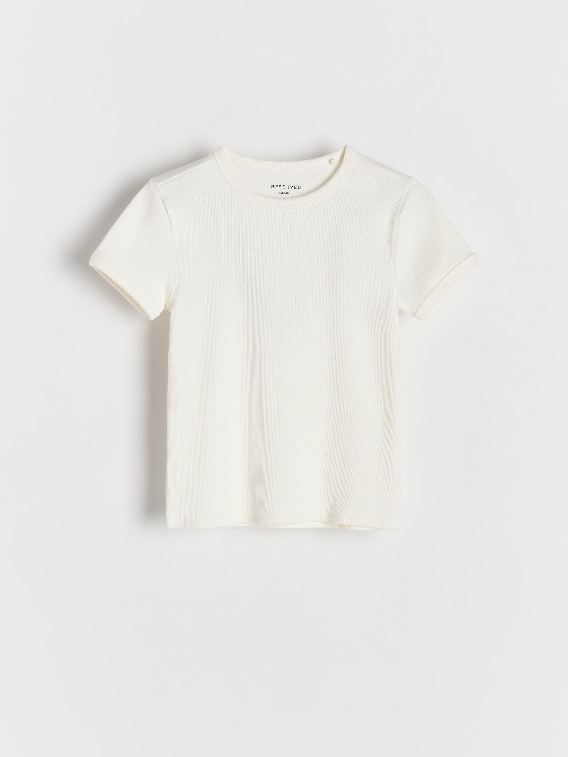 Cream Striped Knit T-Shirt, , large image number 0