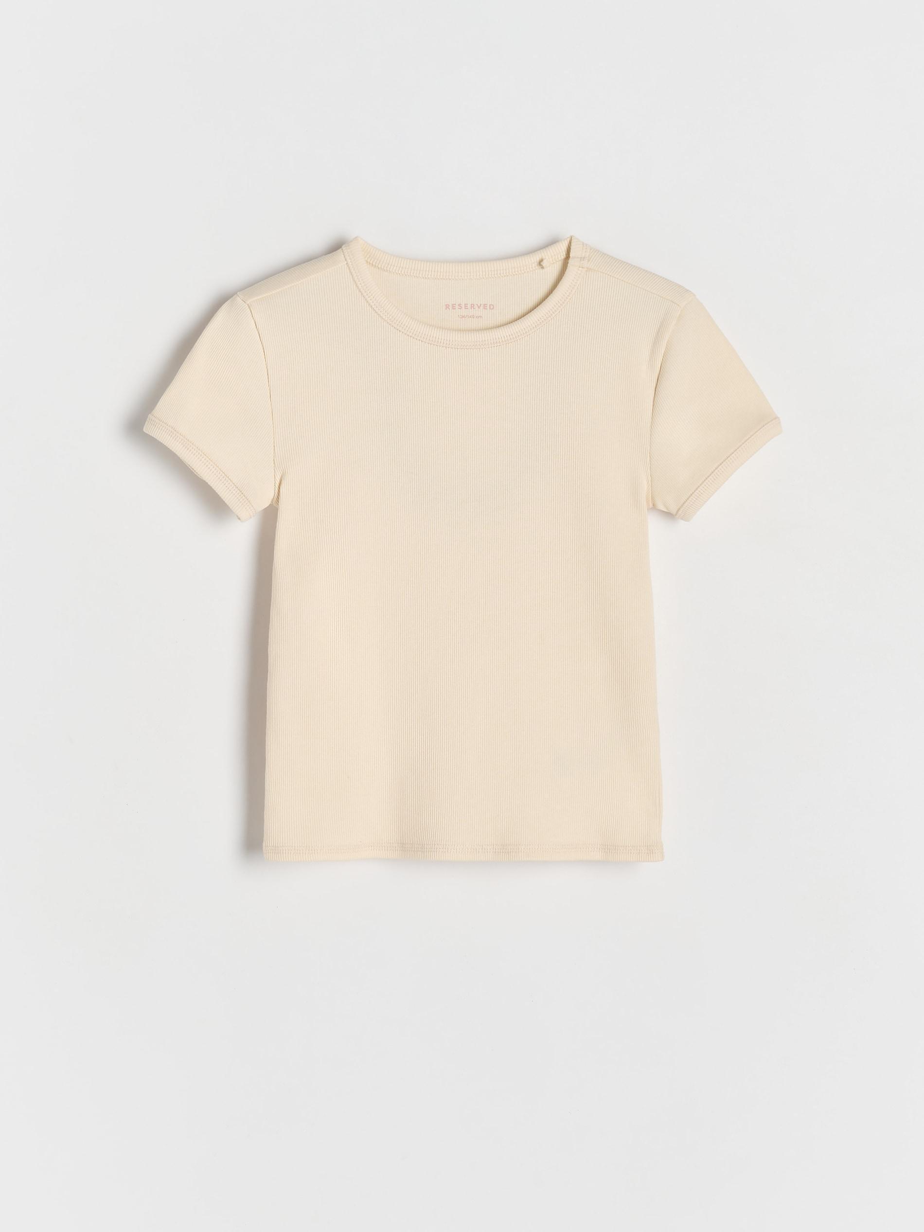 Cream Striped Knit T-Shirt, , large image number 0