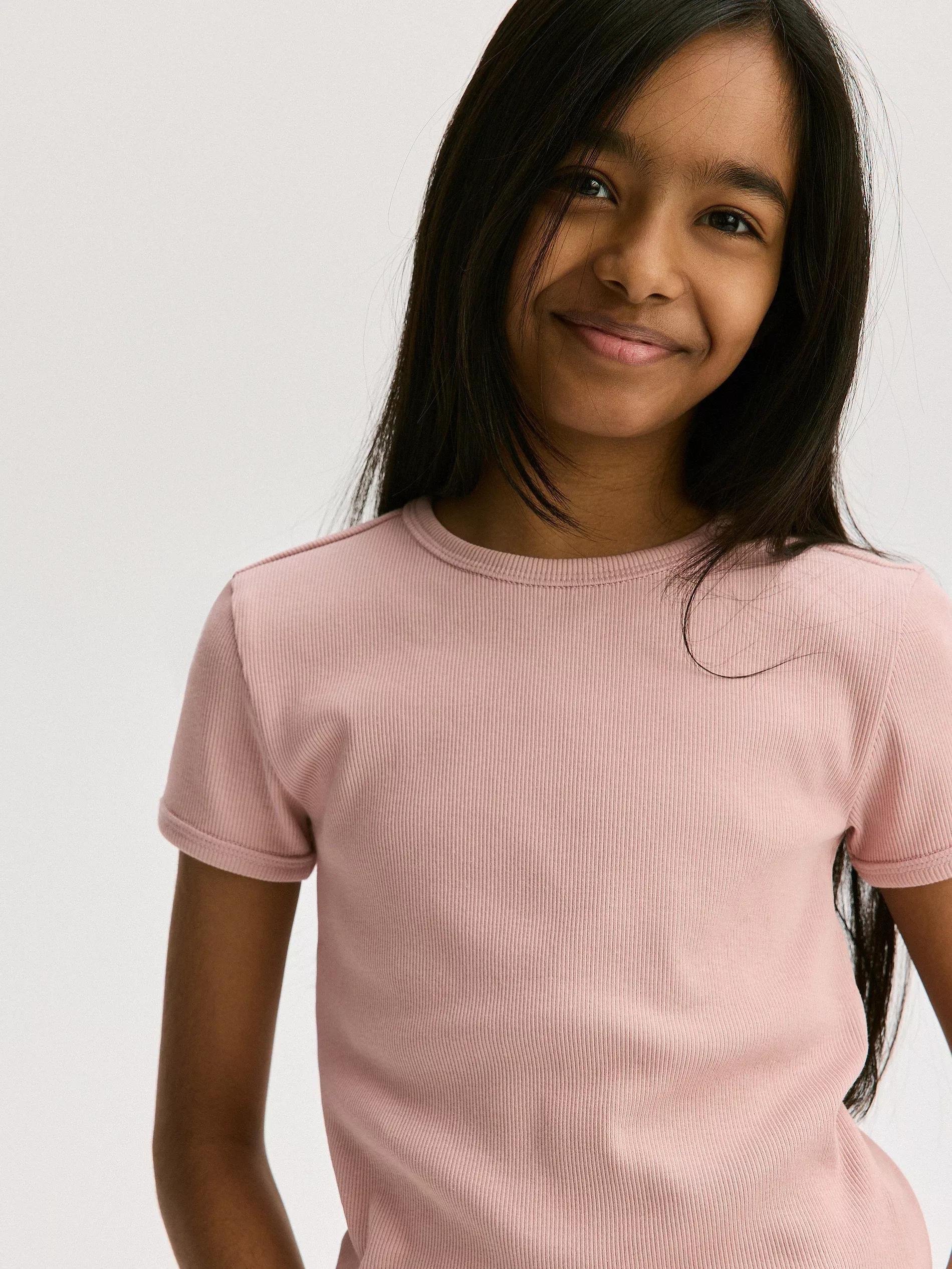 Pink Striped Knit T-Shirt, , large image number 2