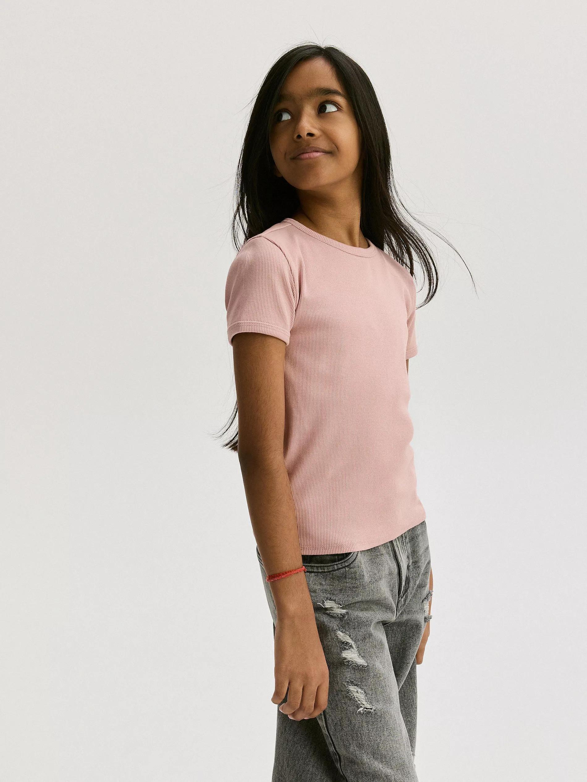 Pink Striped Knit T-Shirt, , large image number 4