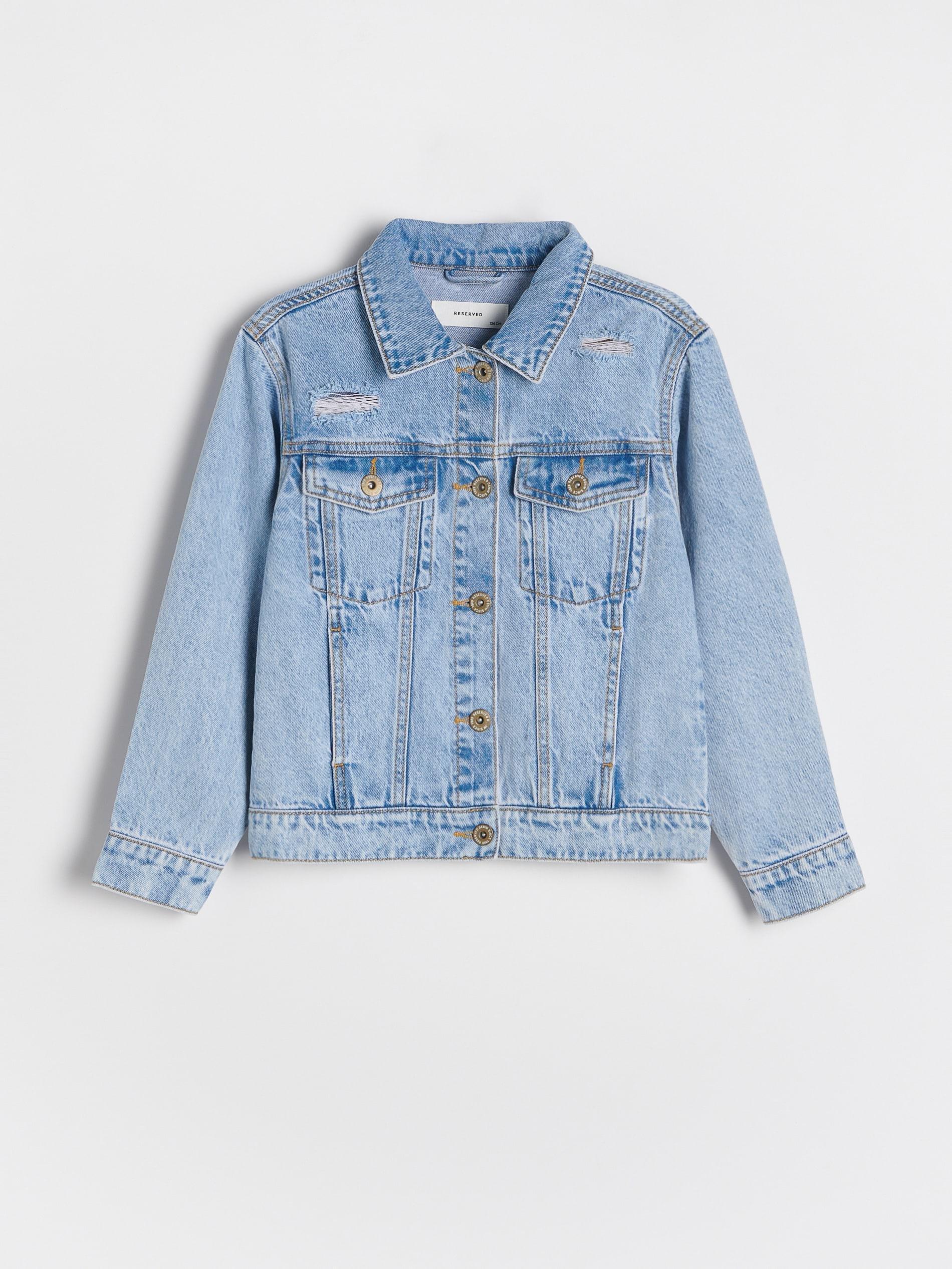 Blue Jean Jacket With Appliques, Kids Girls, , large image number 0