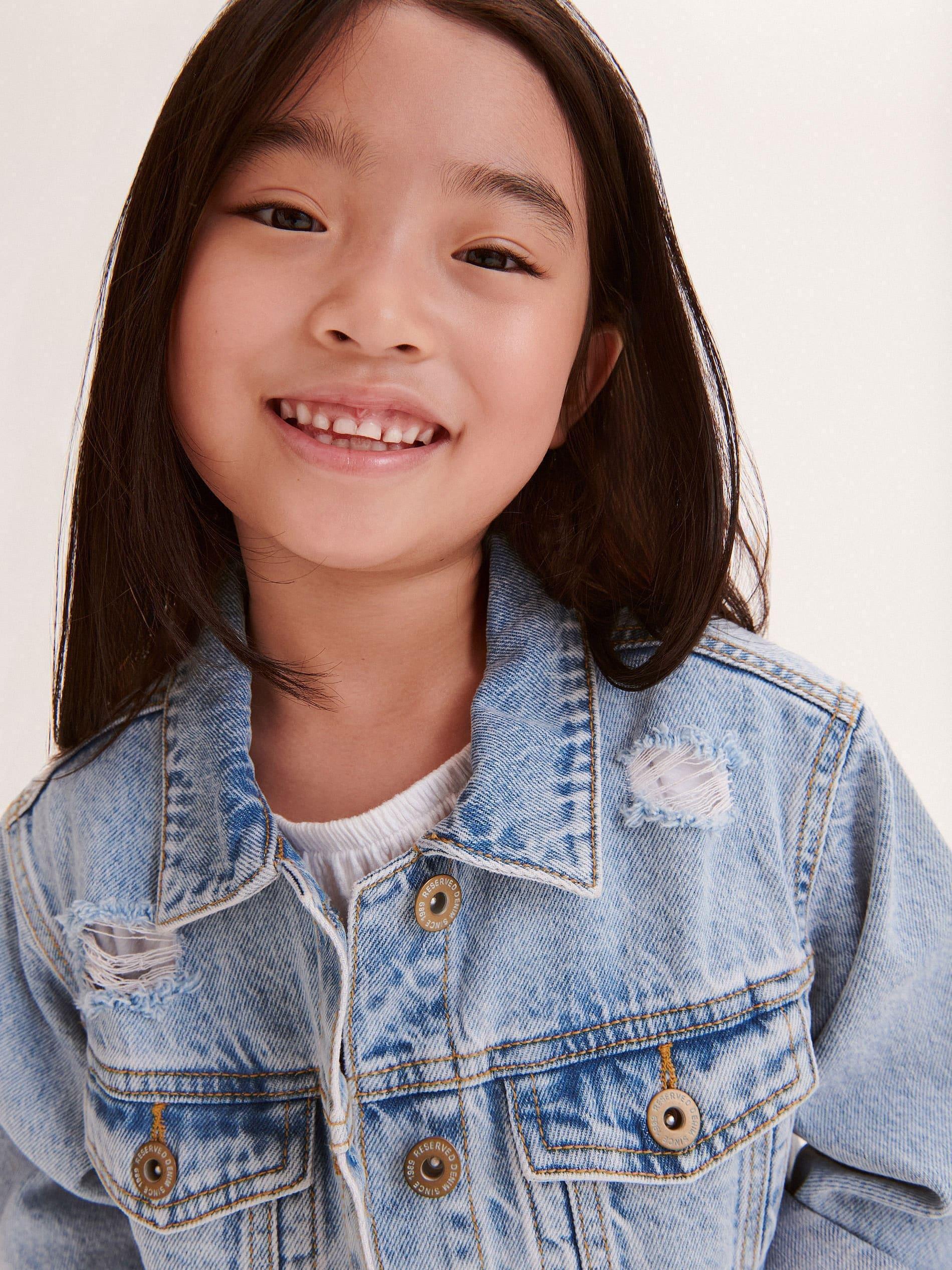 Blue Jean Jacket With Appliques, Kids Girls, , large image number 3