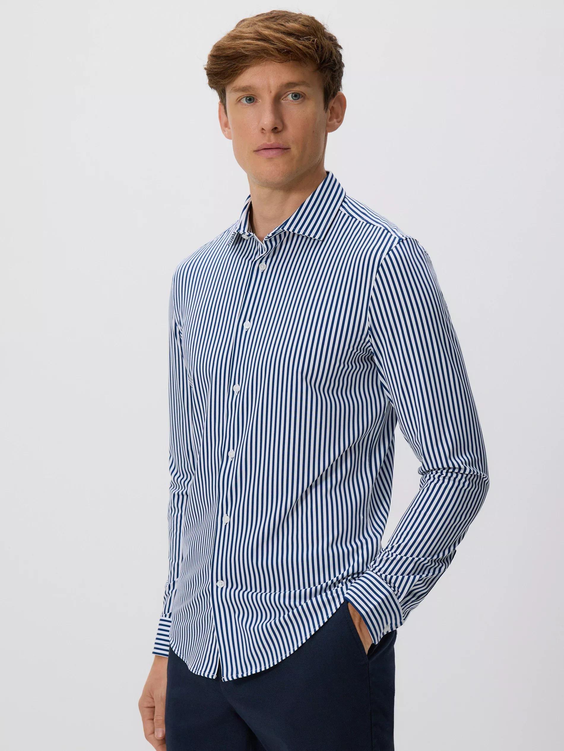 Navy Slim Fit Shirt, Navy, large image number 0