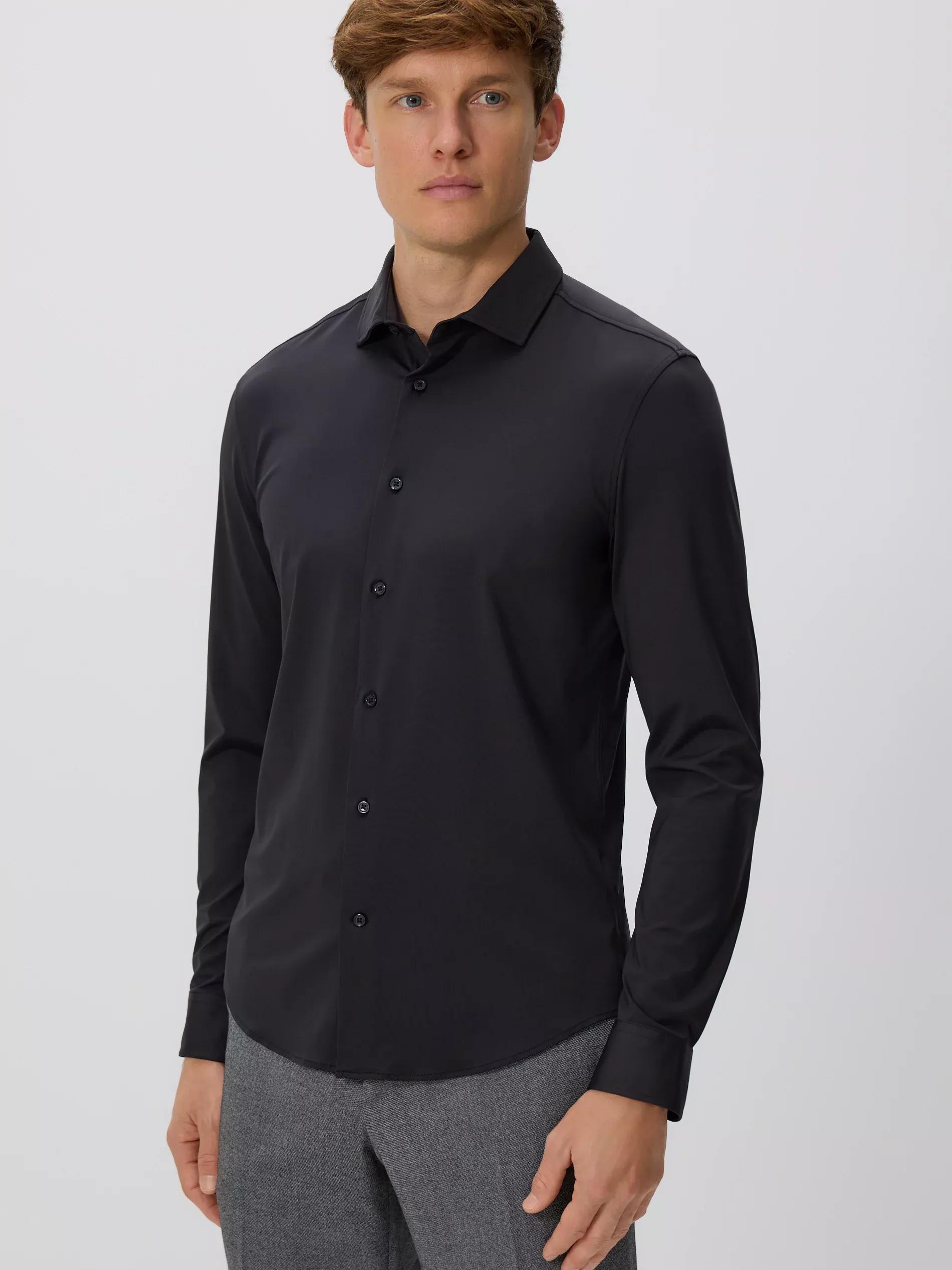 Black Slim Fit Shirt, Black, large image number 0