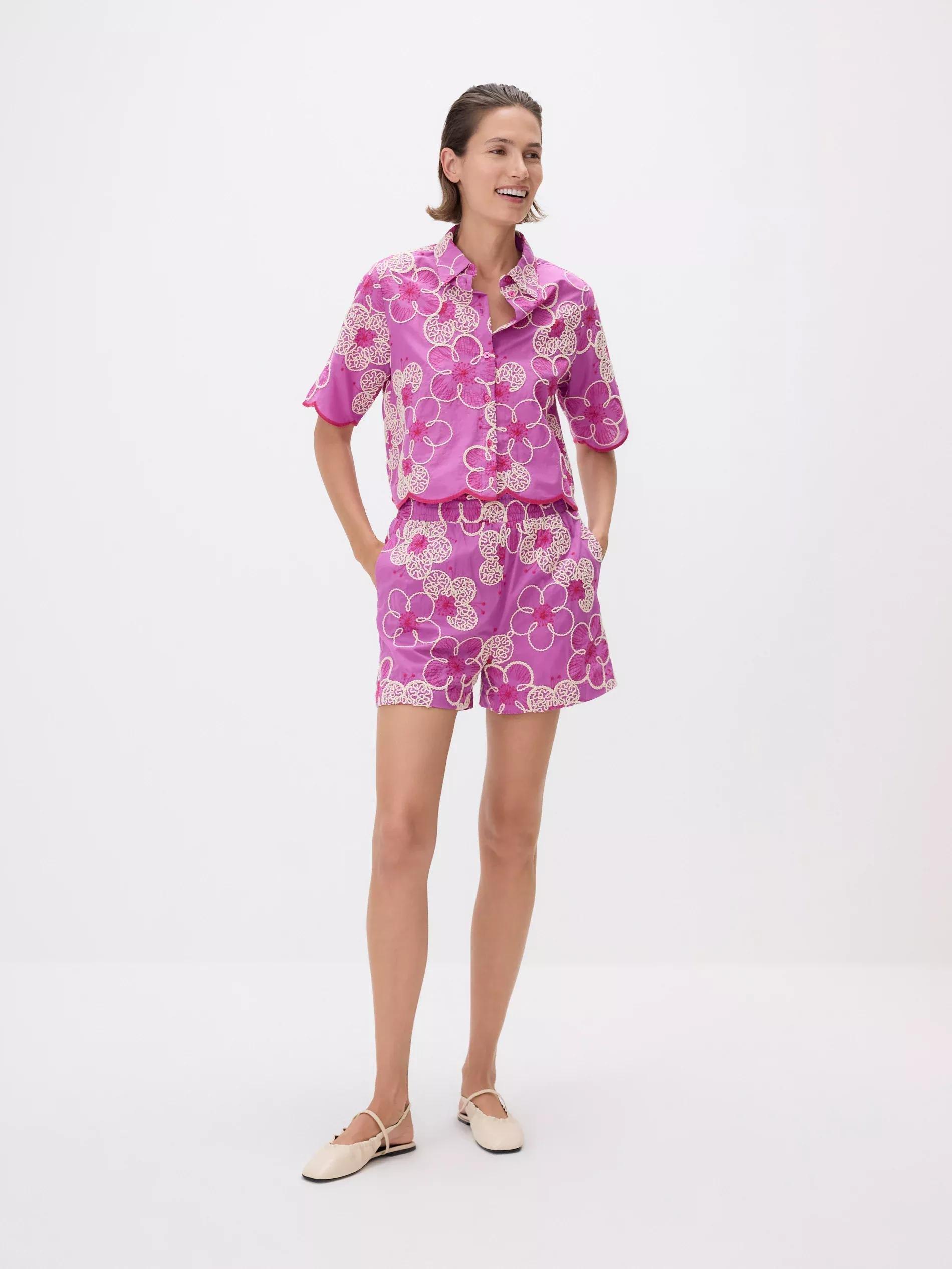 Multicolour Shorts With Embroidered Pattern, Multicolor, medium