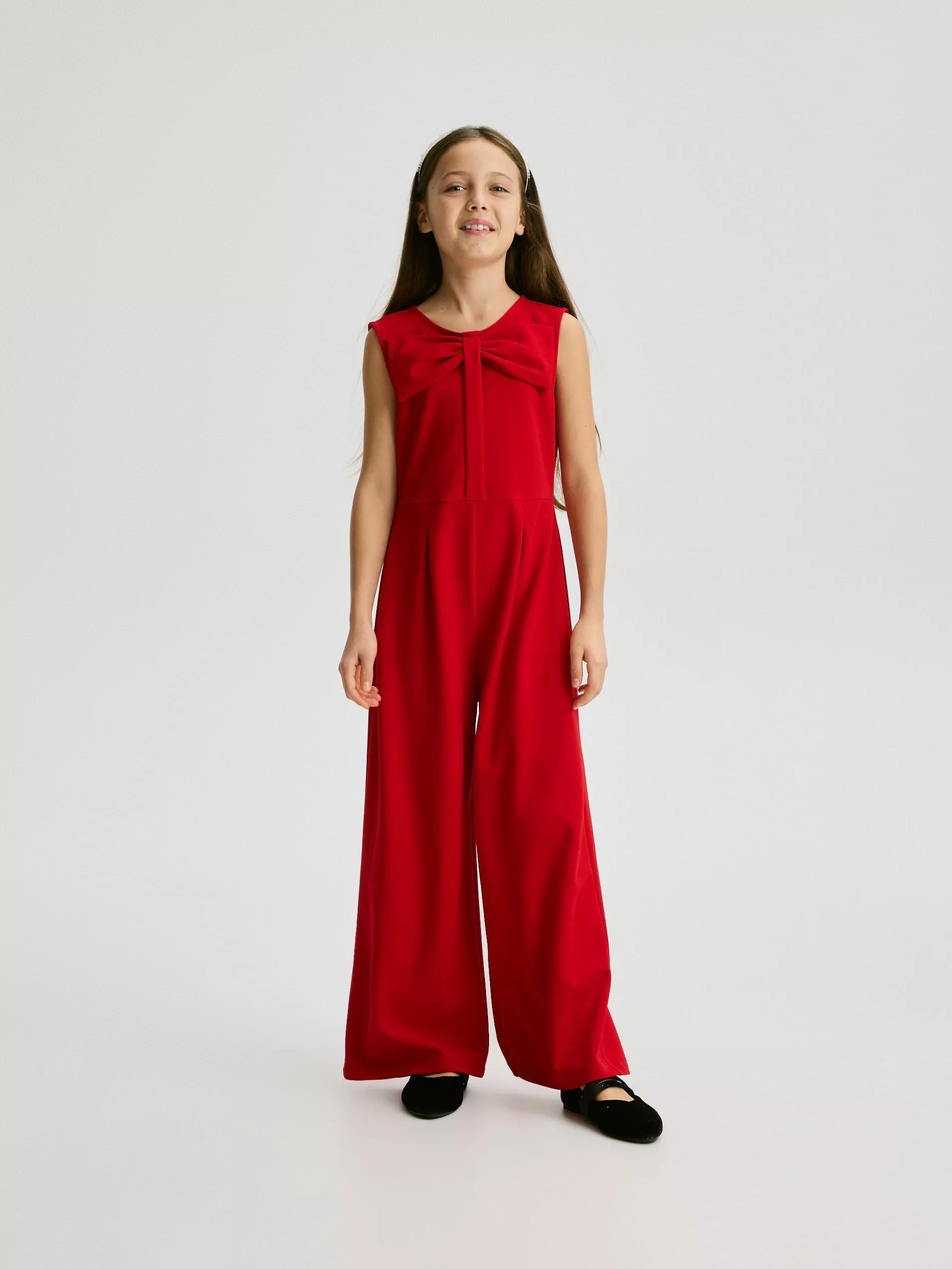 Red Jumpsuit With Bow Detail, Red, large image number 4