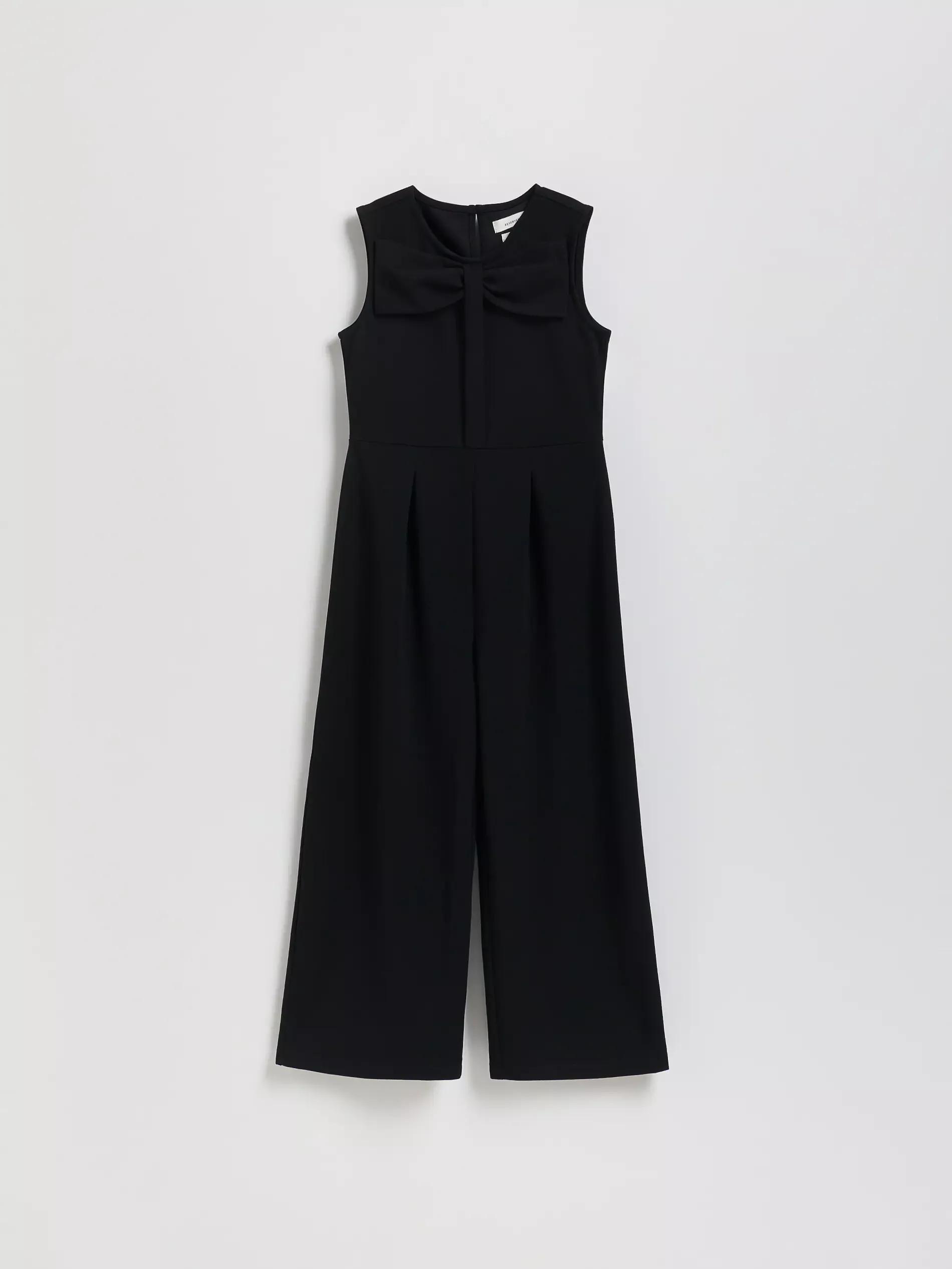 Black Jumpsuit With Bow Detail, Black, large image number 2