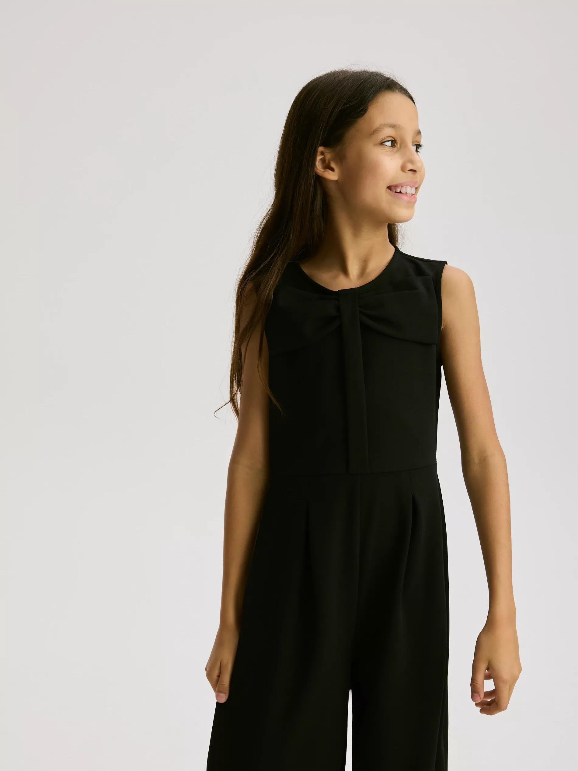 Black Jumpsuit With Bow Detail, Black, large image number 4