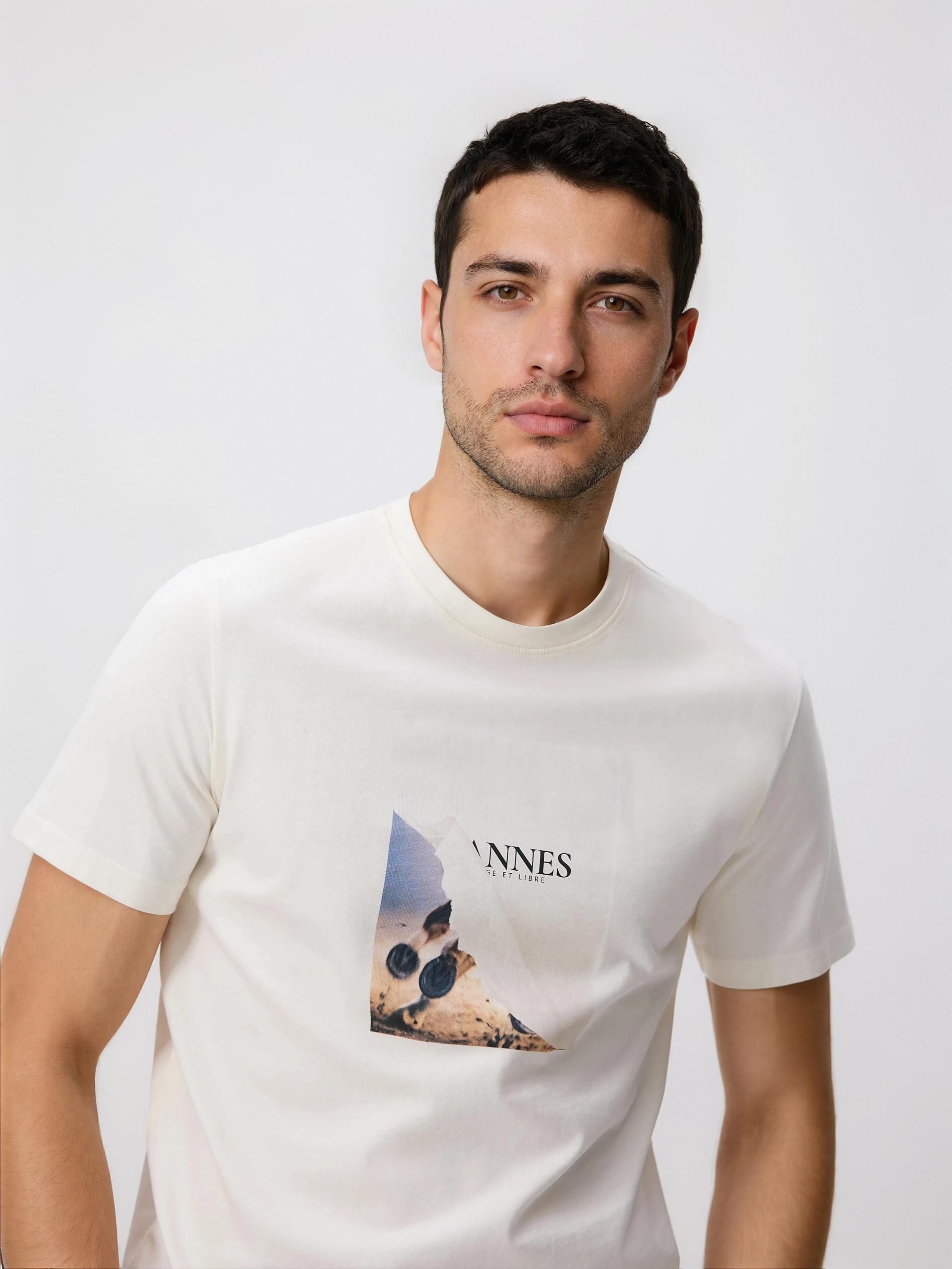 Mercerised organic cotton regular fit T-shirt, Ivory, large image number 2