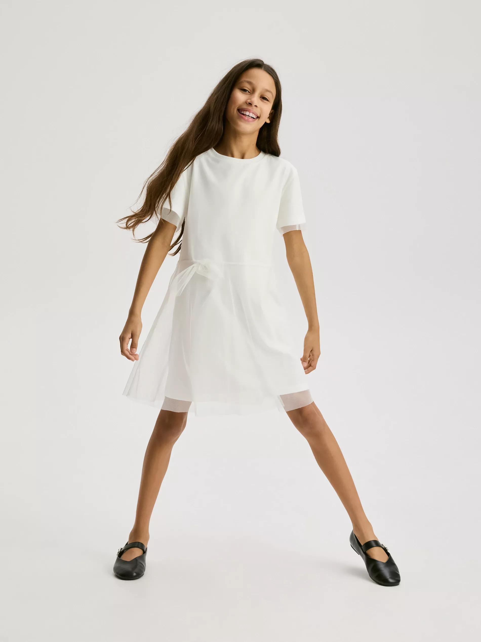 Cream Tulle Dress, Ivory, large image number 0