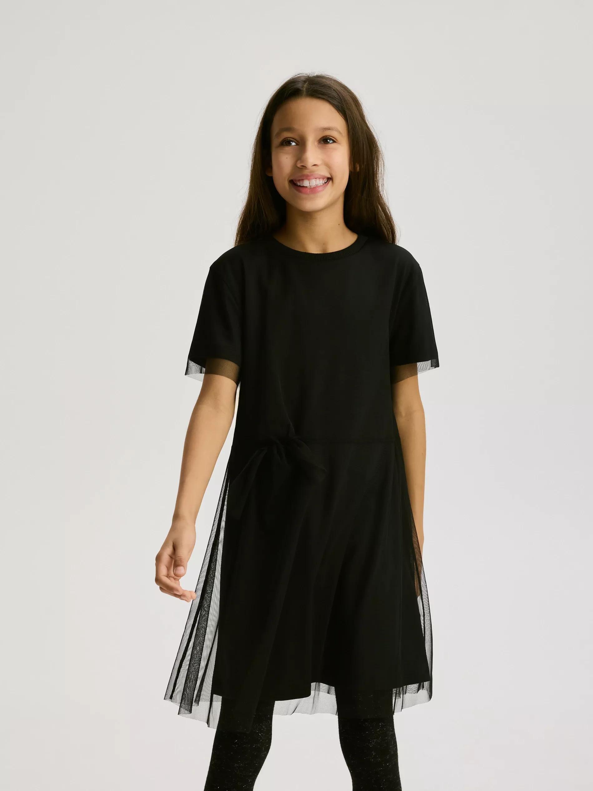 Black Tulle Dress, Black, medium