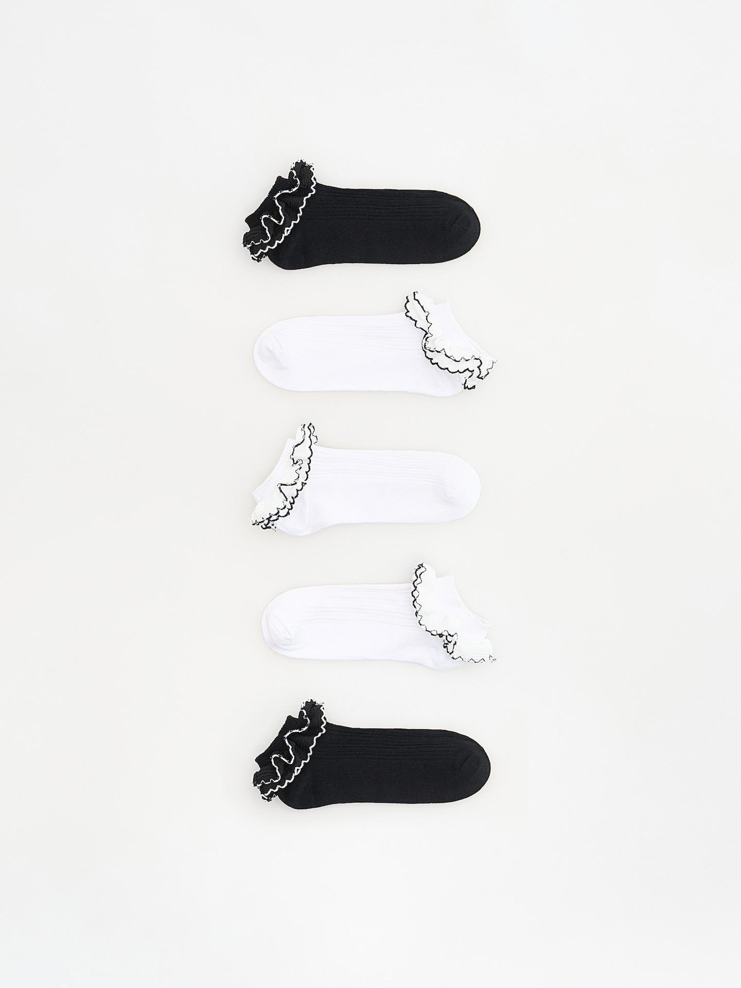 White Frill Socks 5-Pack, White, medium