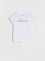 Reserved - White T-Shirt With Raised Print