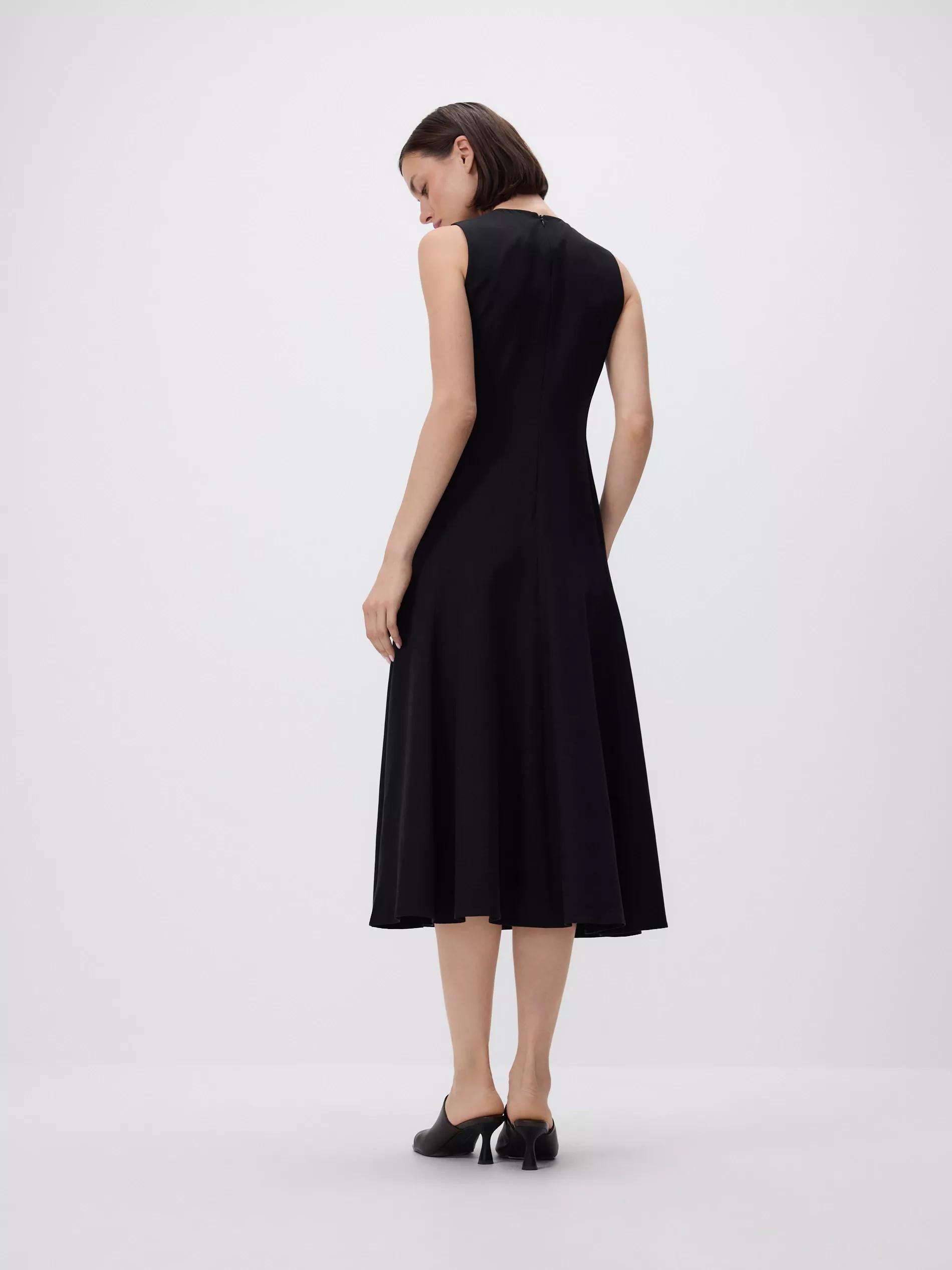 Black Lyocell Blend Dress, Black, large image number 3