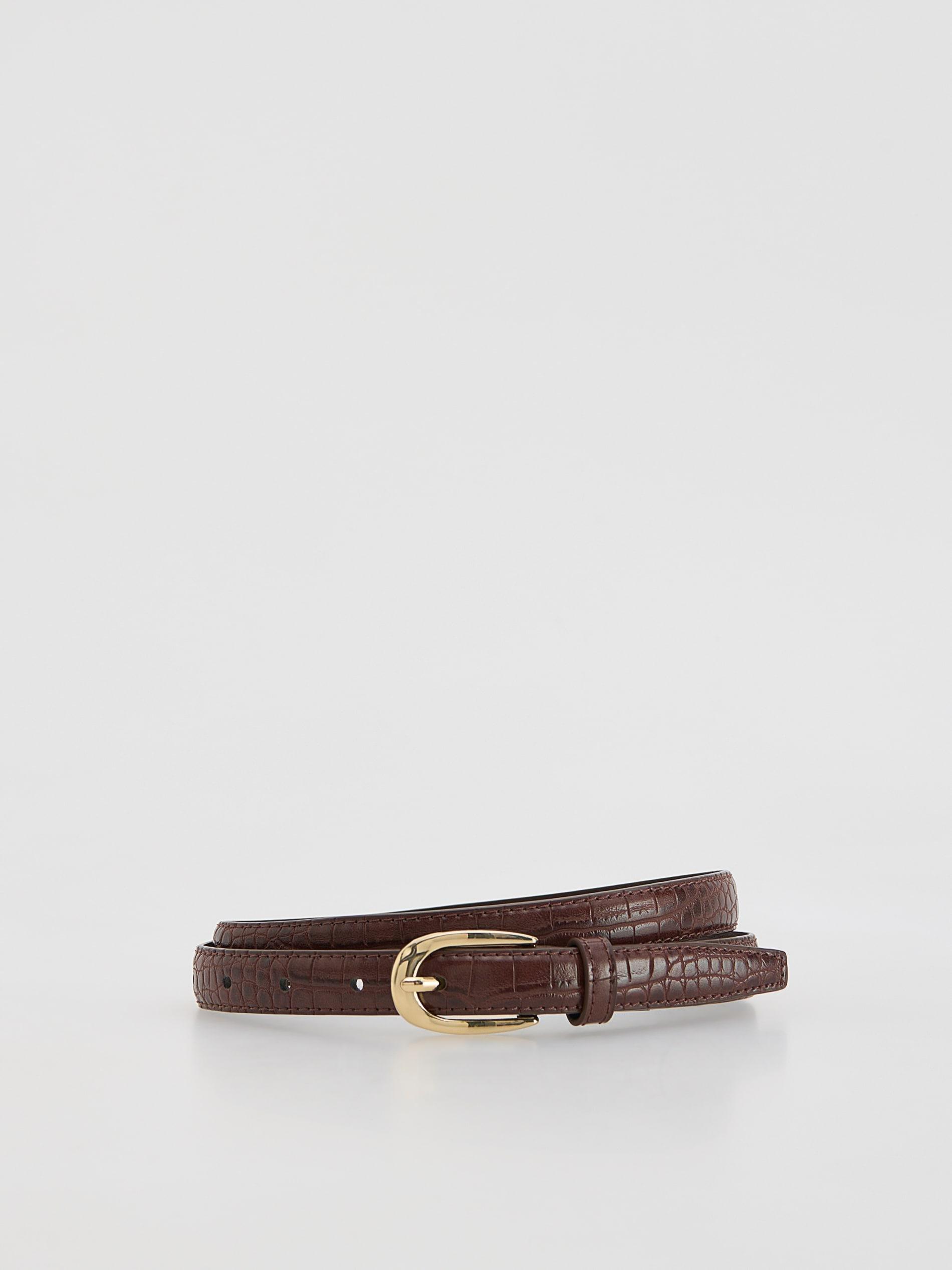 Brown Combined Materials Belt, Brown, large image number 0