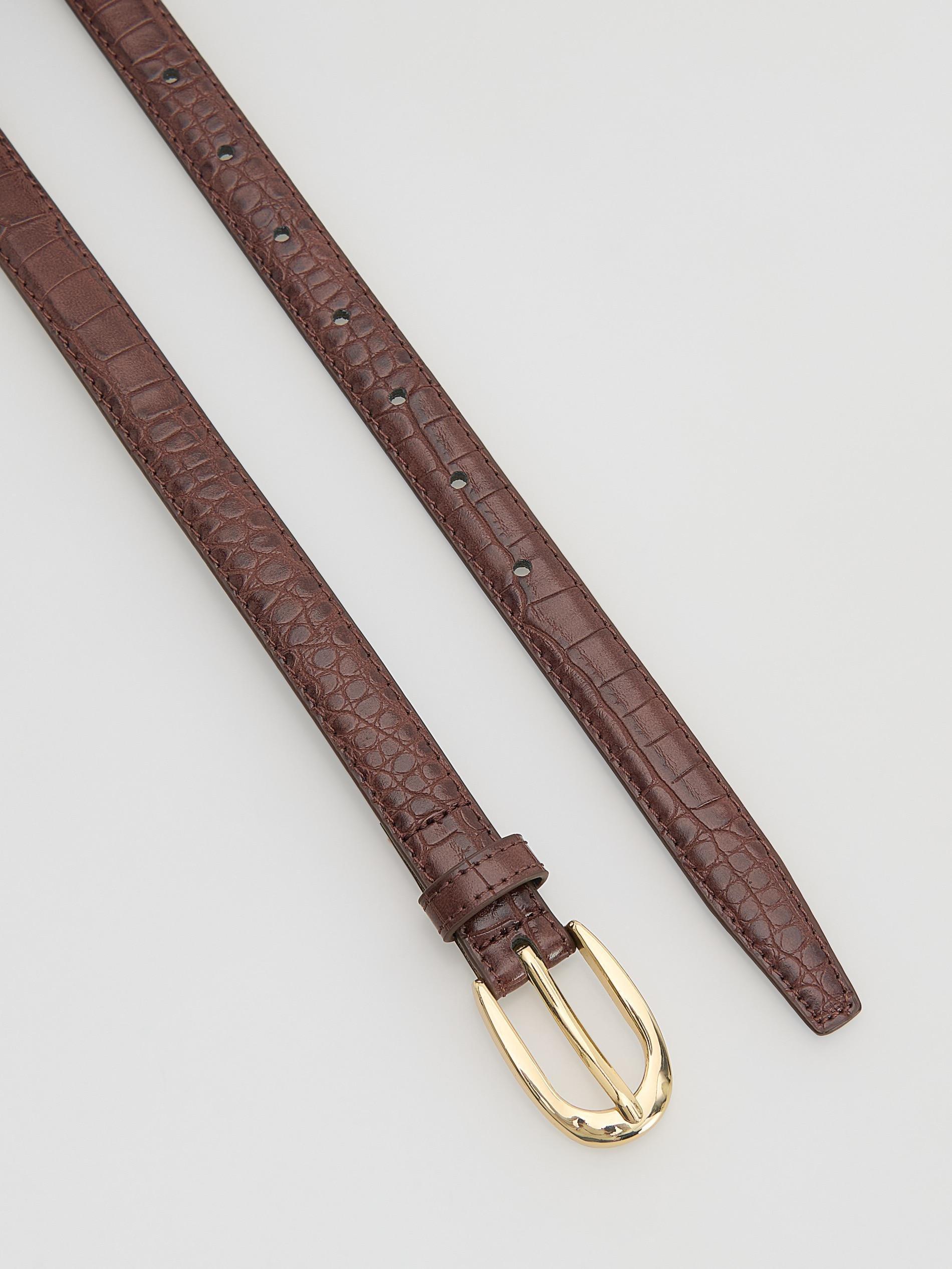 Brown Combined Materials Belt, Brown, large image number 1