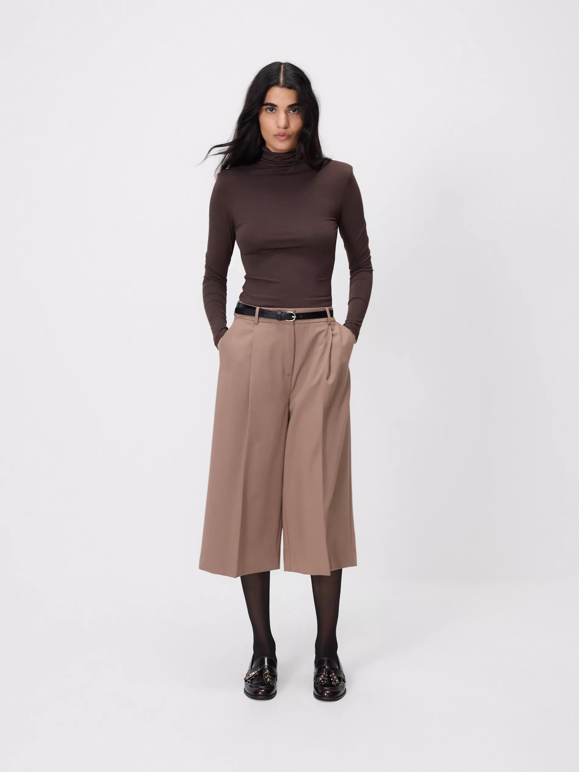 Beige Belted Bermuda Shorts, Beige, large image number 0