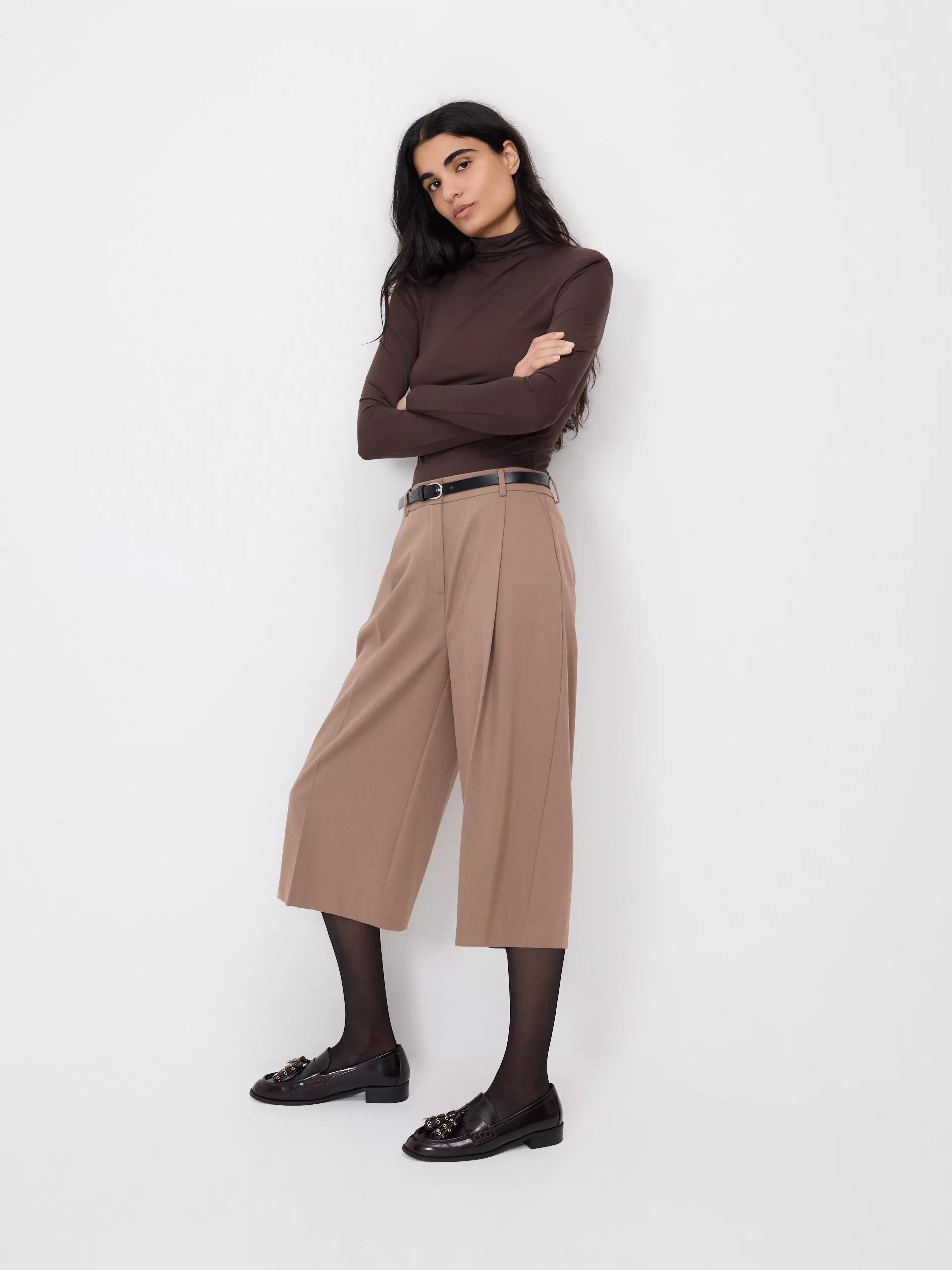 Beige Belted Bermuda Shorts, Beige, large image number 1