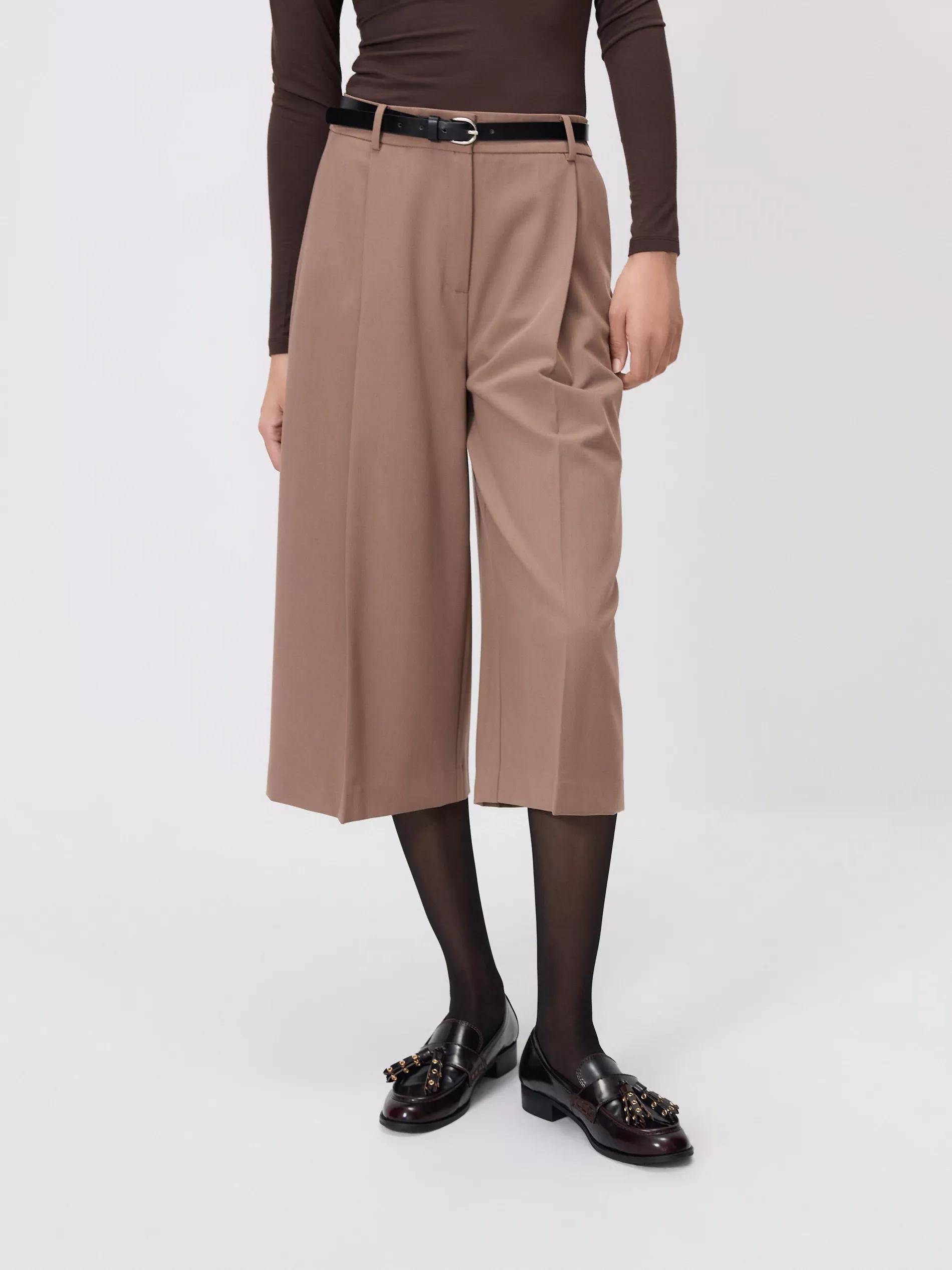 Beige Belted Bermuda Shorts, Beige, large image number 2