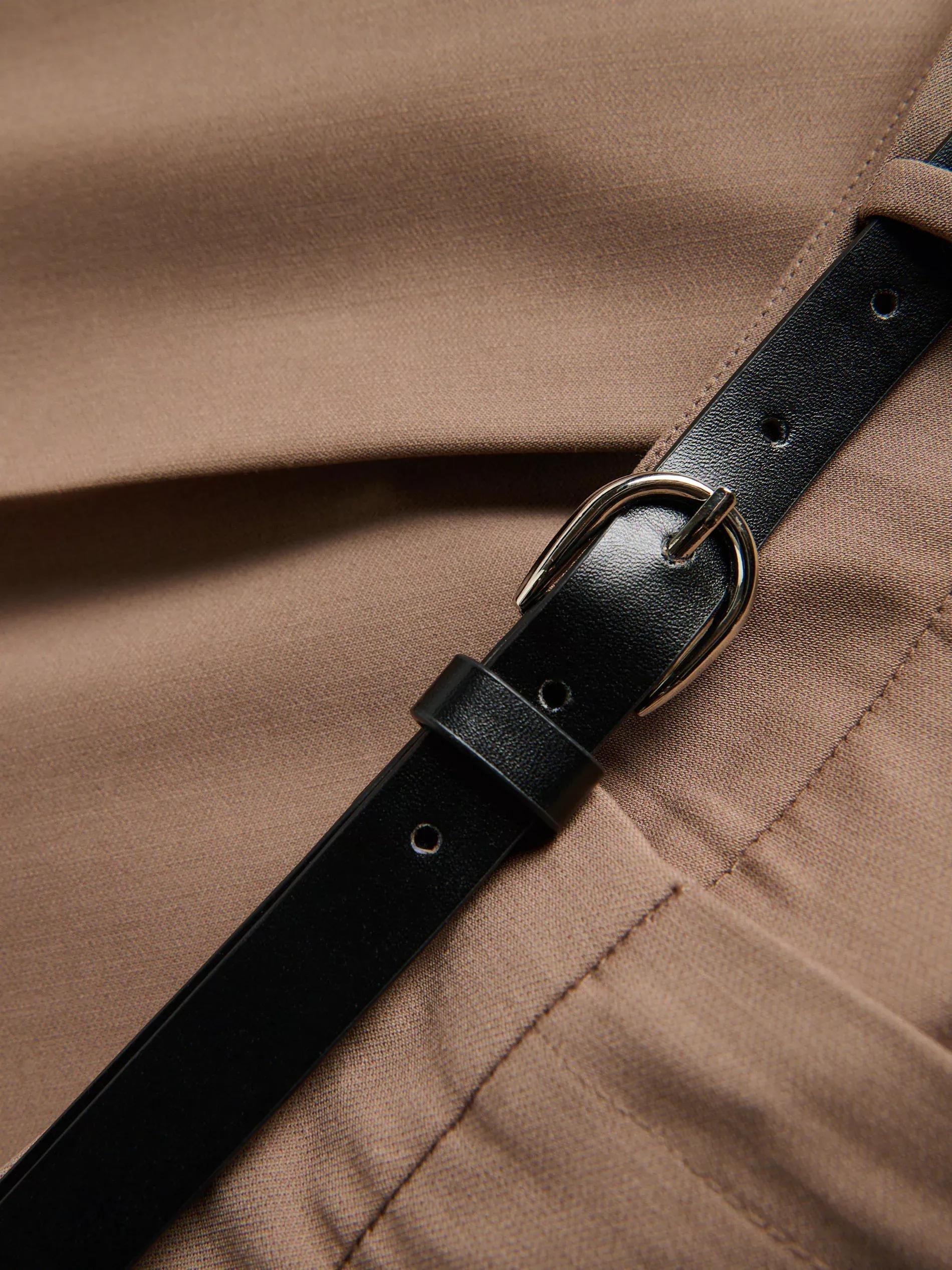 Beige Belted Bermuda Shorts, Beige, large image number 5