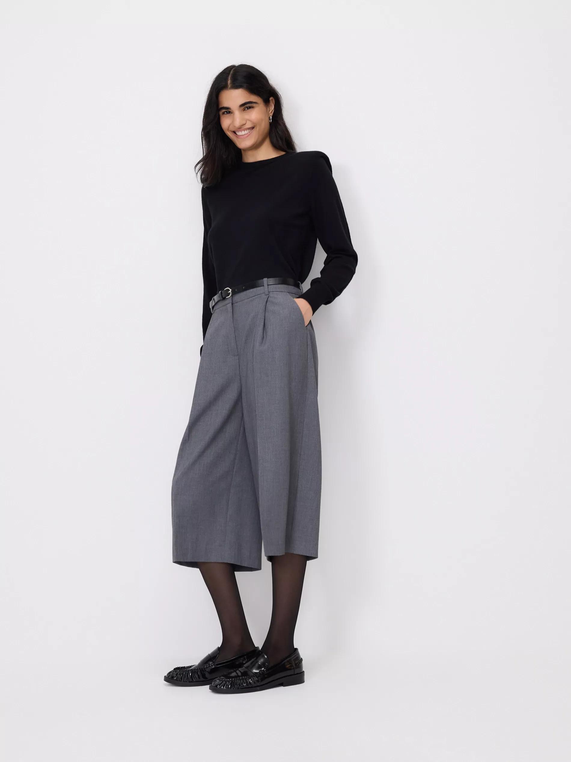 Grey Belted Bermuda Shorts, Grey, large image number 1