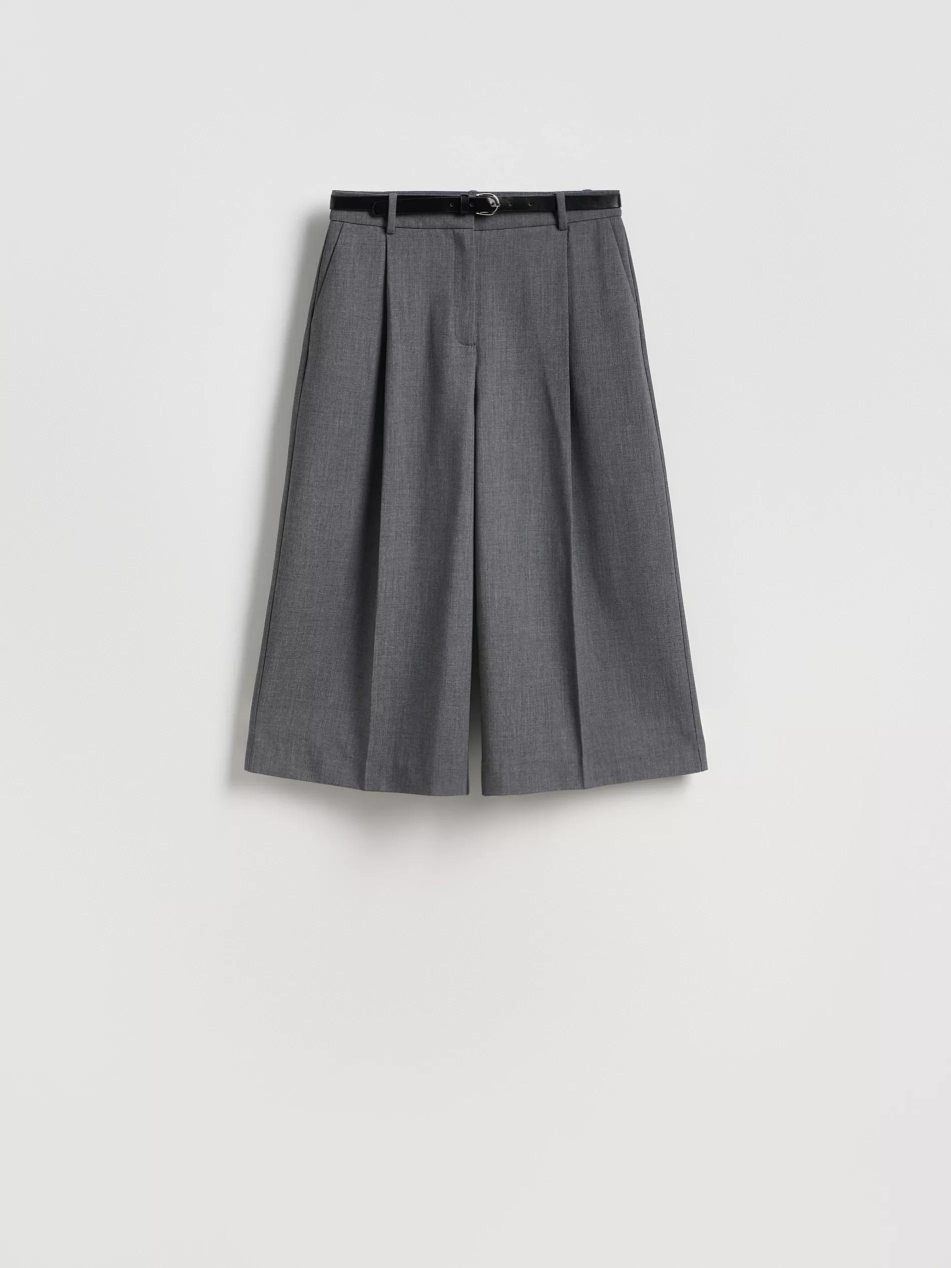 Grey Belted Bermuda Shorts, Grey, large image number 4