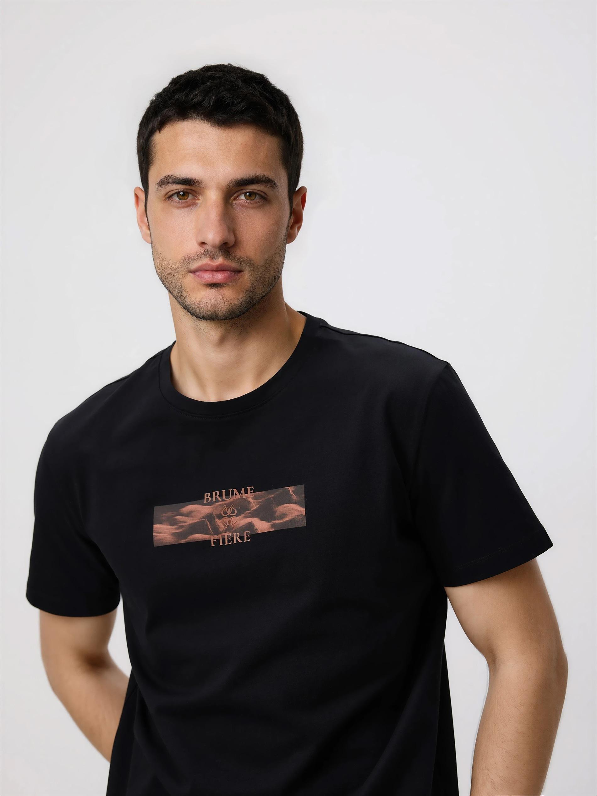 Black Mercerised Organic Cotton Regular Fit T-Shirt, Black, medium