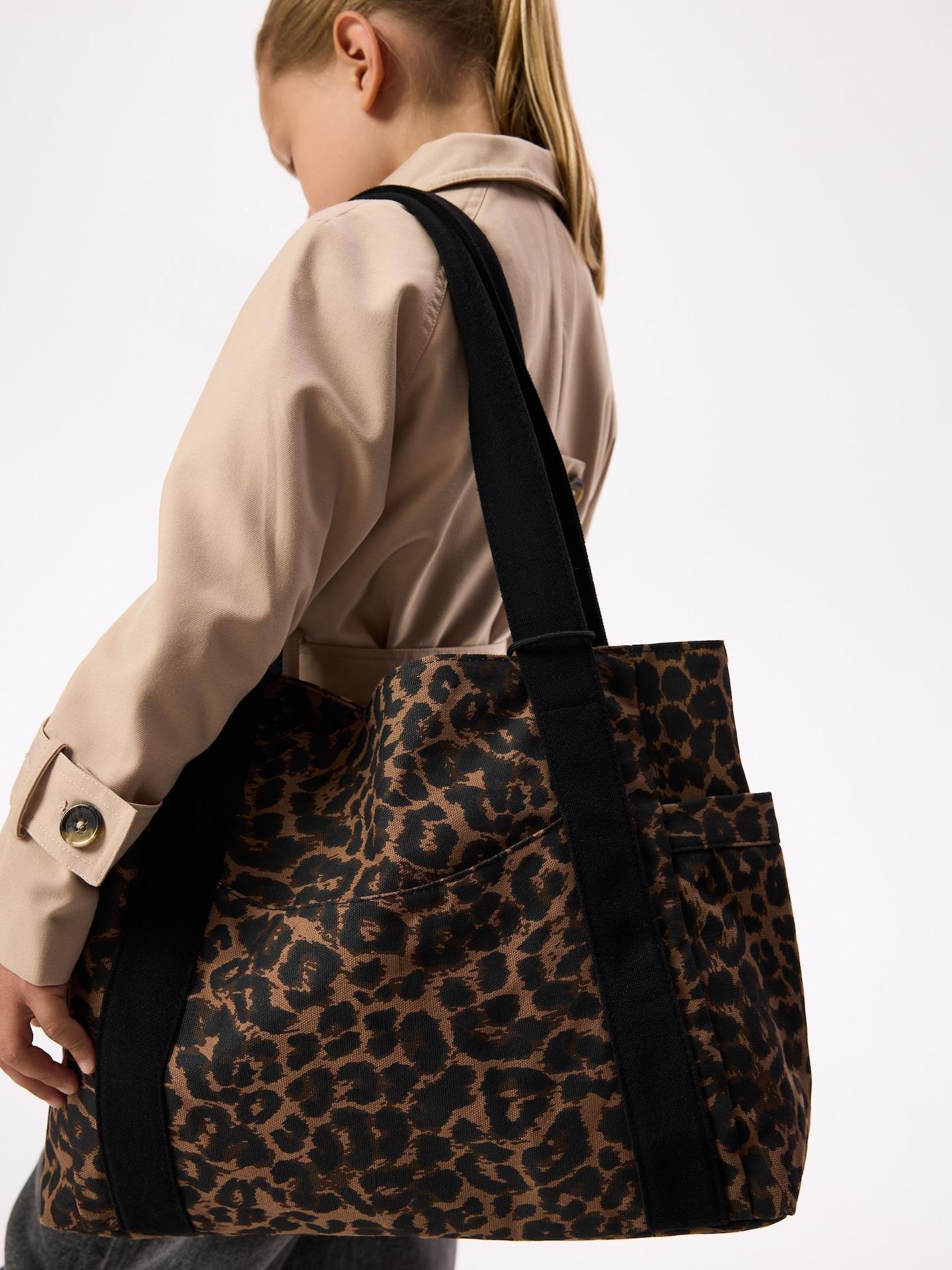 Brown Animal-Print Bag, Brown, medium