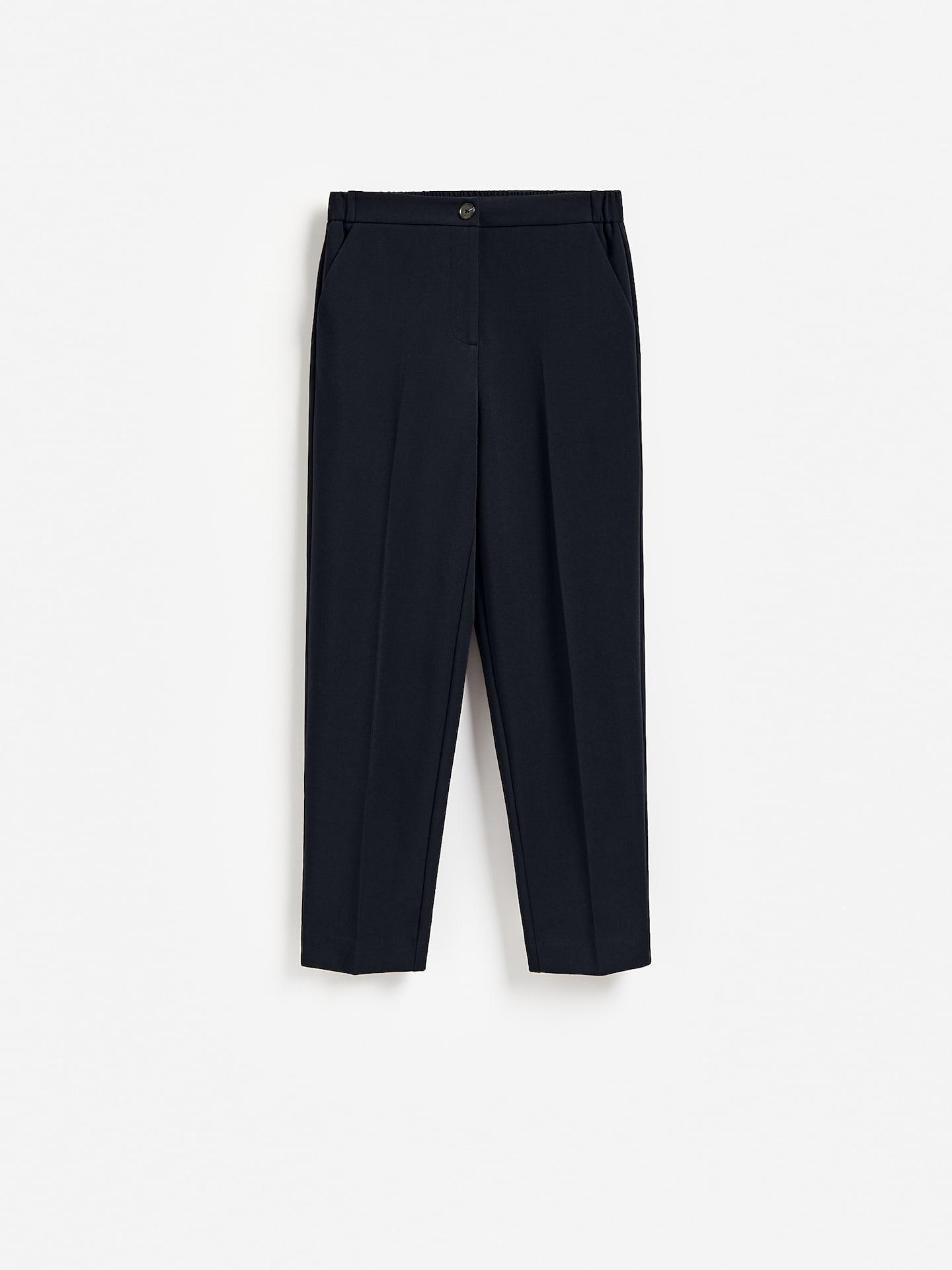 Blue Creased Cigarette Trousers, Navy, large image number 0