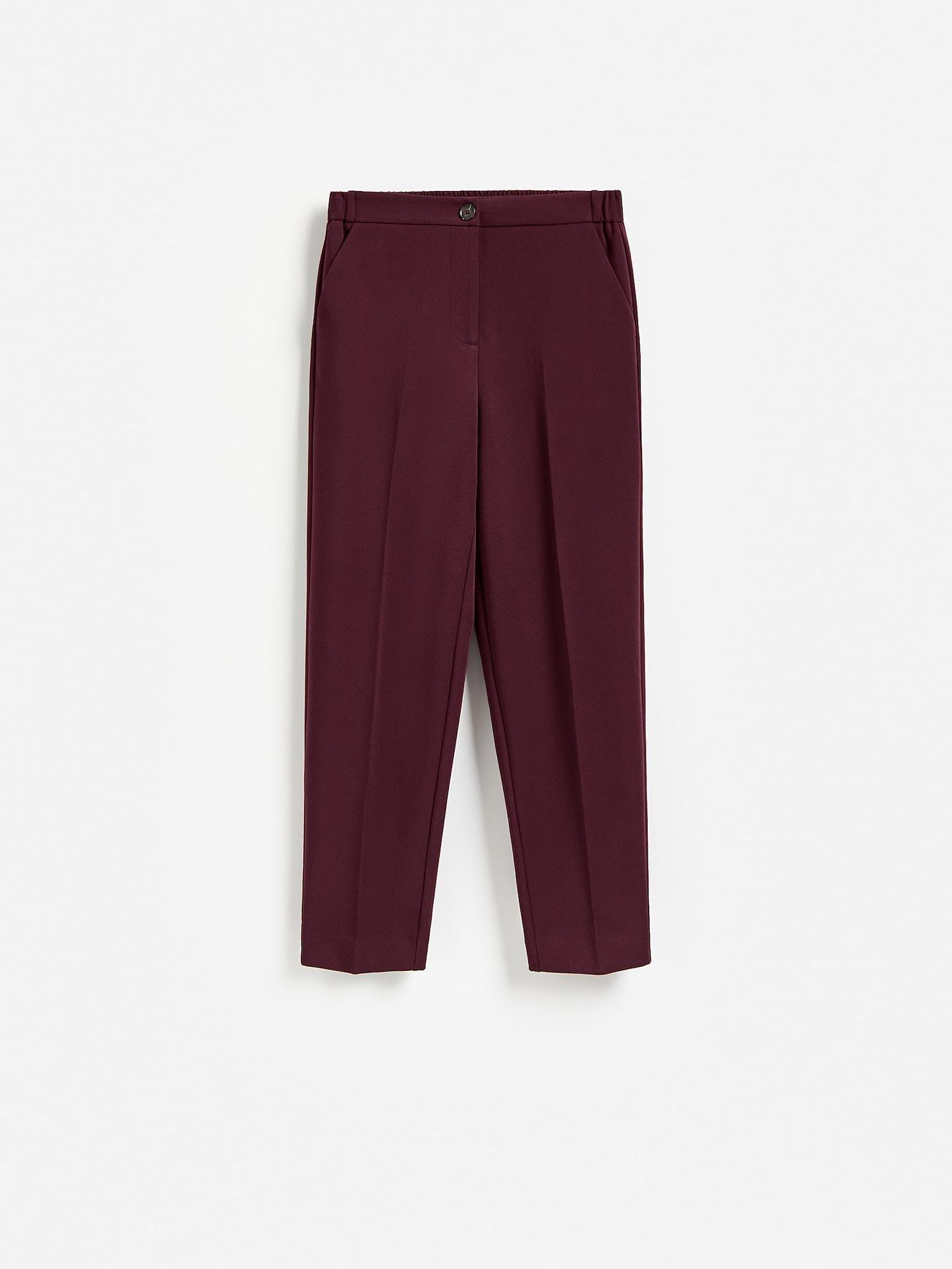 Red Creased Cigarette Trousers, Burgundy, medium
