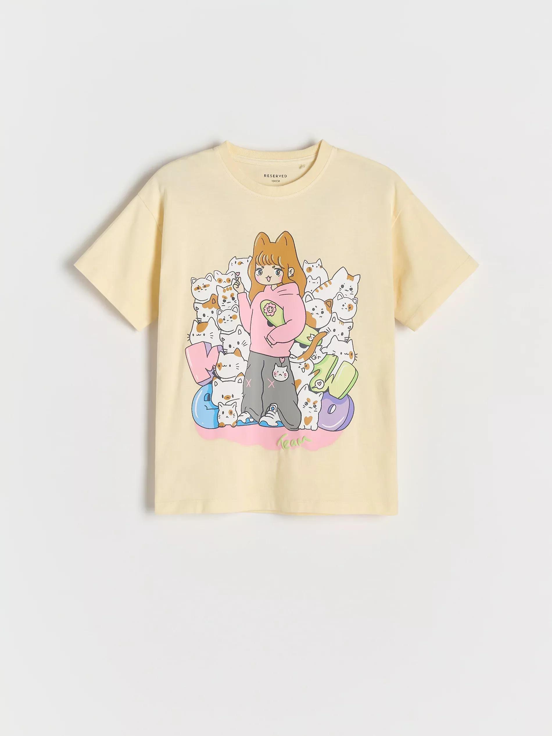 Beige Printed Cotton T-Shirt, , large image number 1
