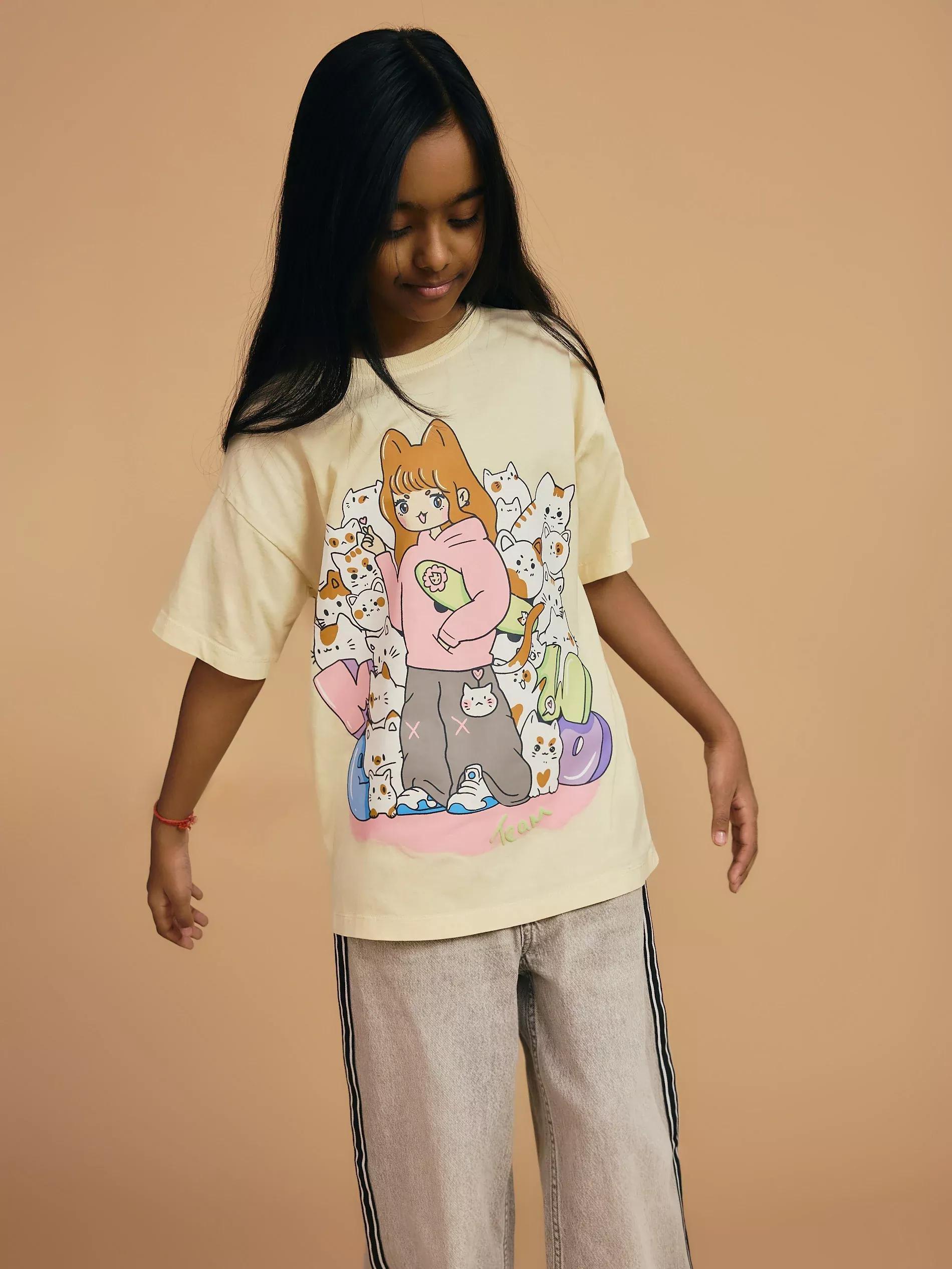 Beige Printed Cotton T-Shirt, , large image number 4