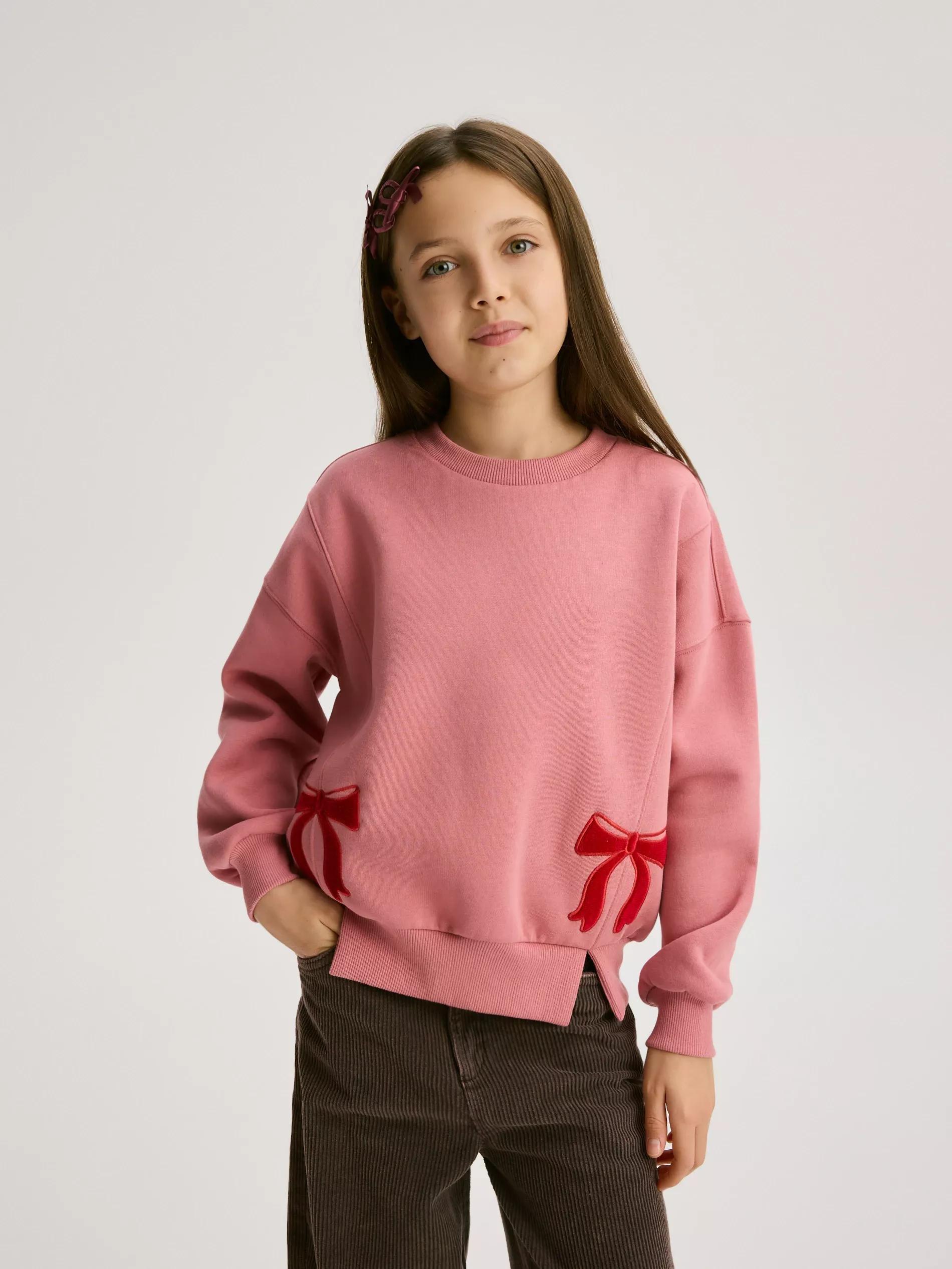 Pink Sweatshirt With Bows, Purple, large image number 0