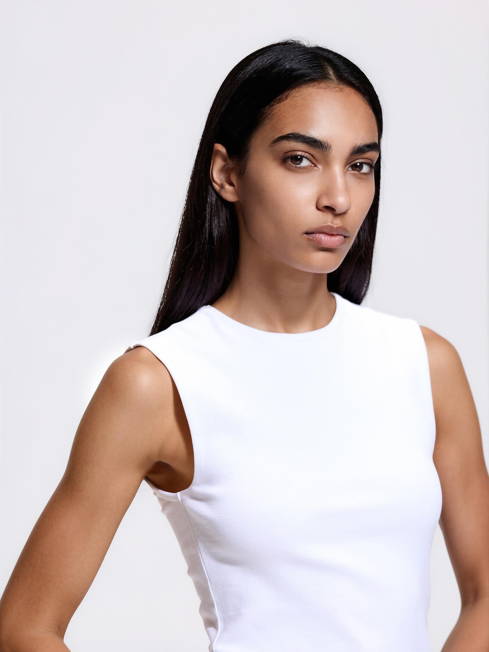 White Cotton Top, White, medium