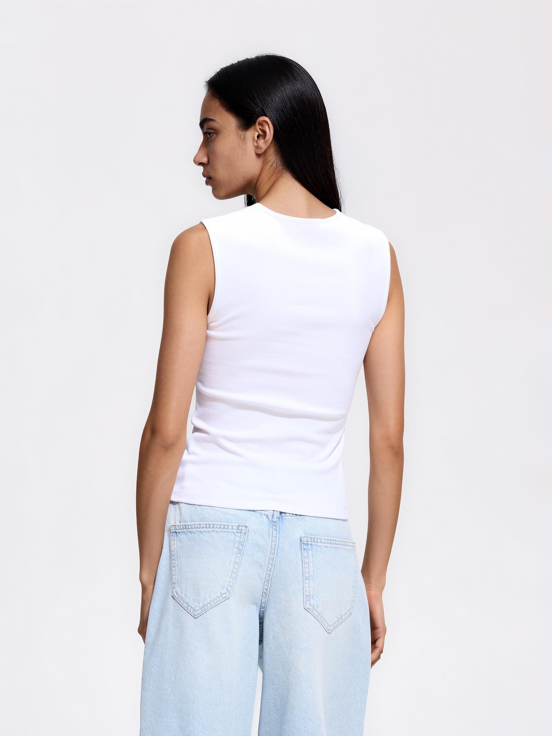 White Cotton Top, White, large image number 3
