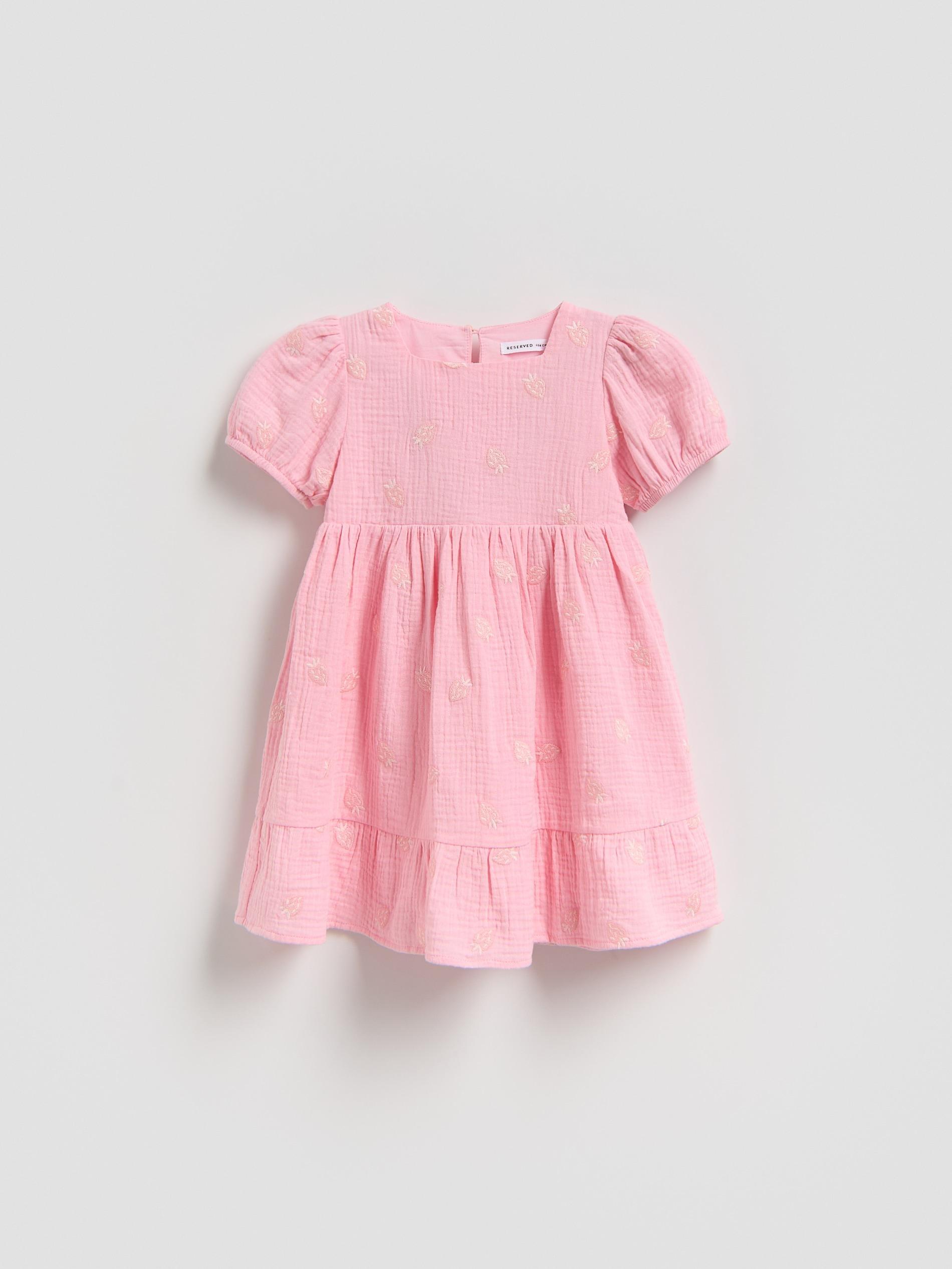 Pink Muslin Dress With Embroidery Detailing, Pink, large image number 2