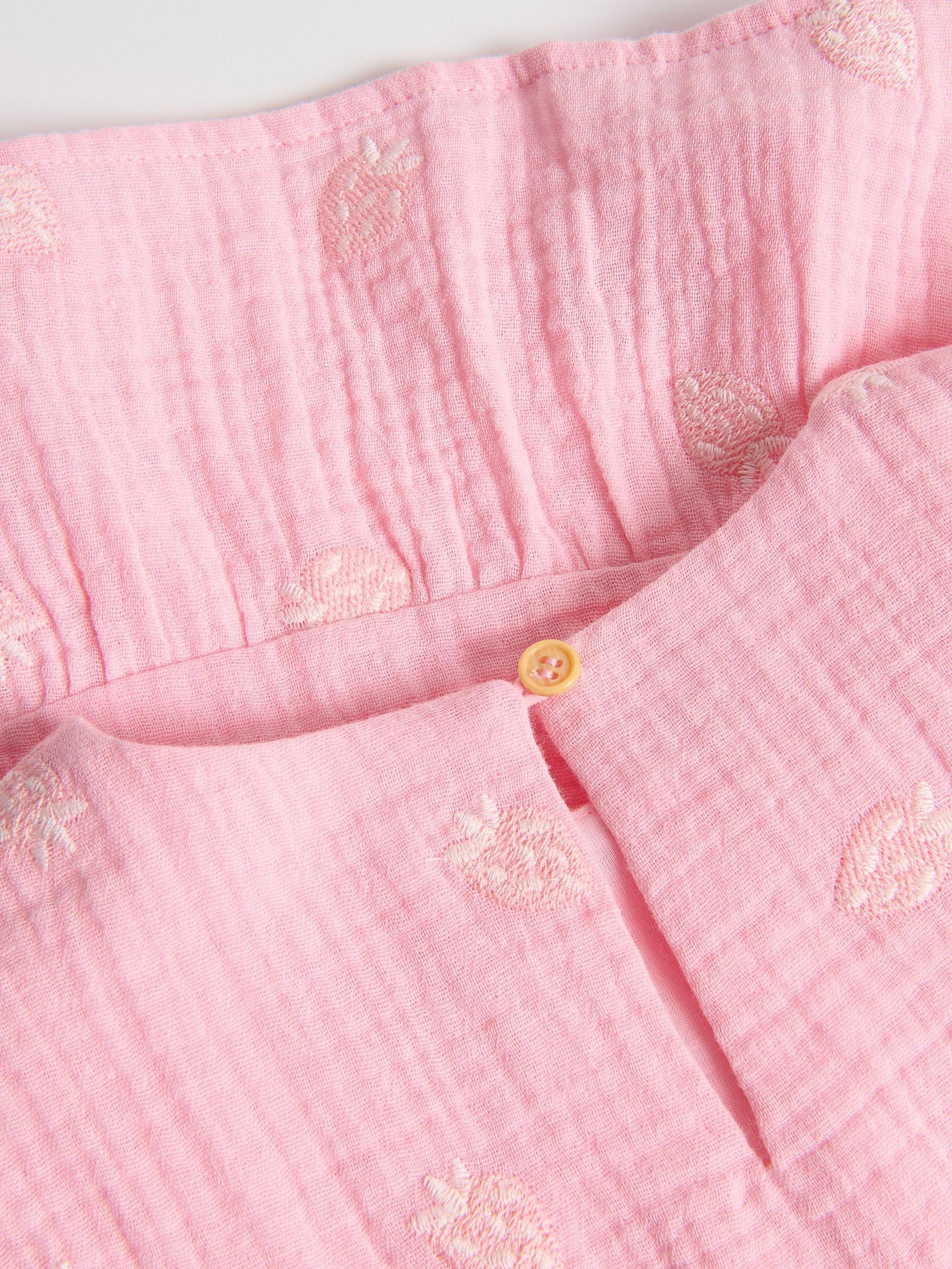 Pink Muslin Dress With Embroidery Detailing, Pink, large image number 3
