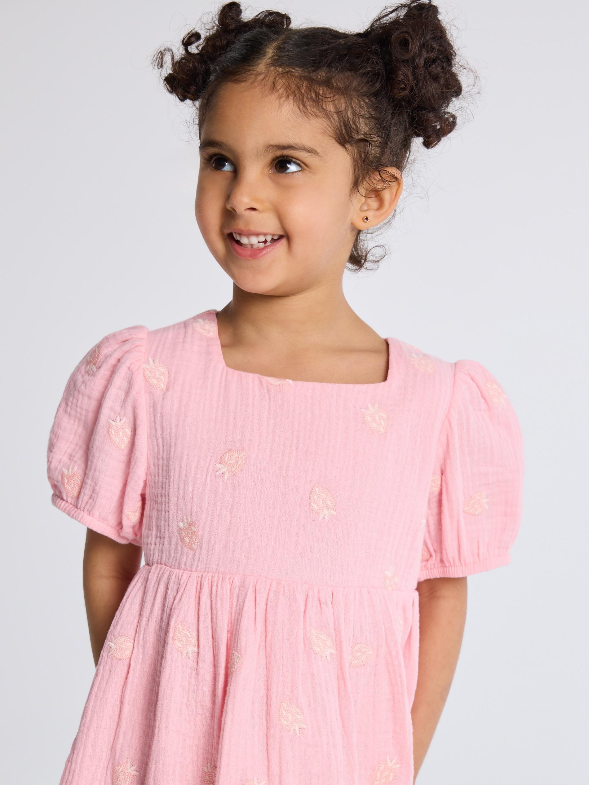Pink Muslin Dress With Embroidery Detailing, Pink, large image number 4