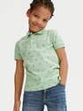 Reserved - Turquoise Polo Shirt With Fine Pattern, Kids Boys