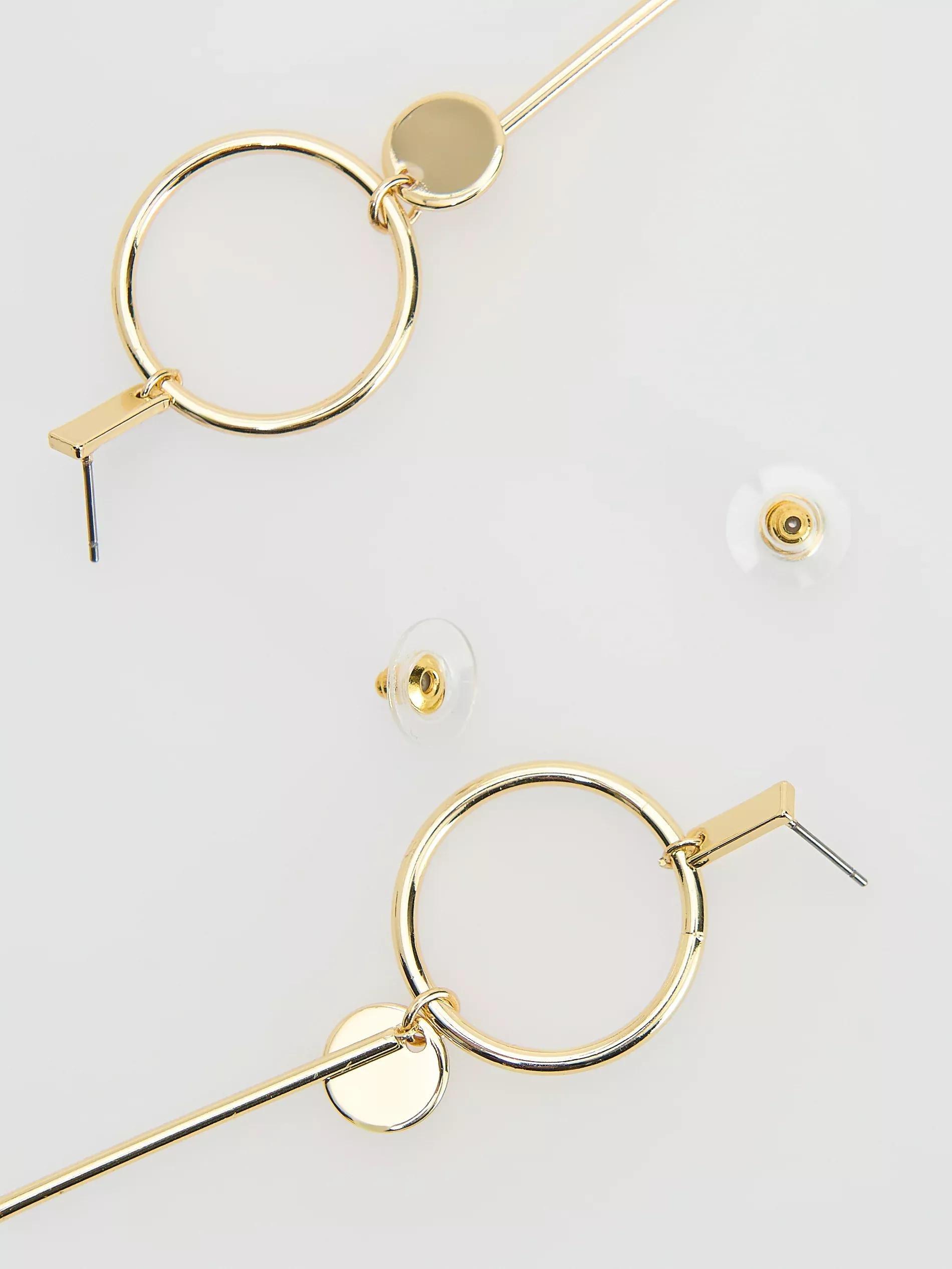 Gold Earrings, Golden, large image number 1