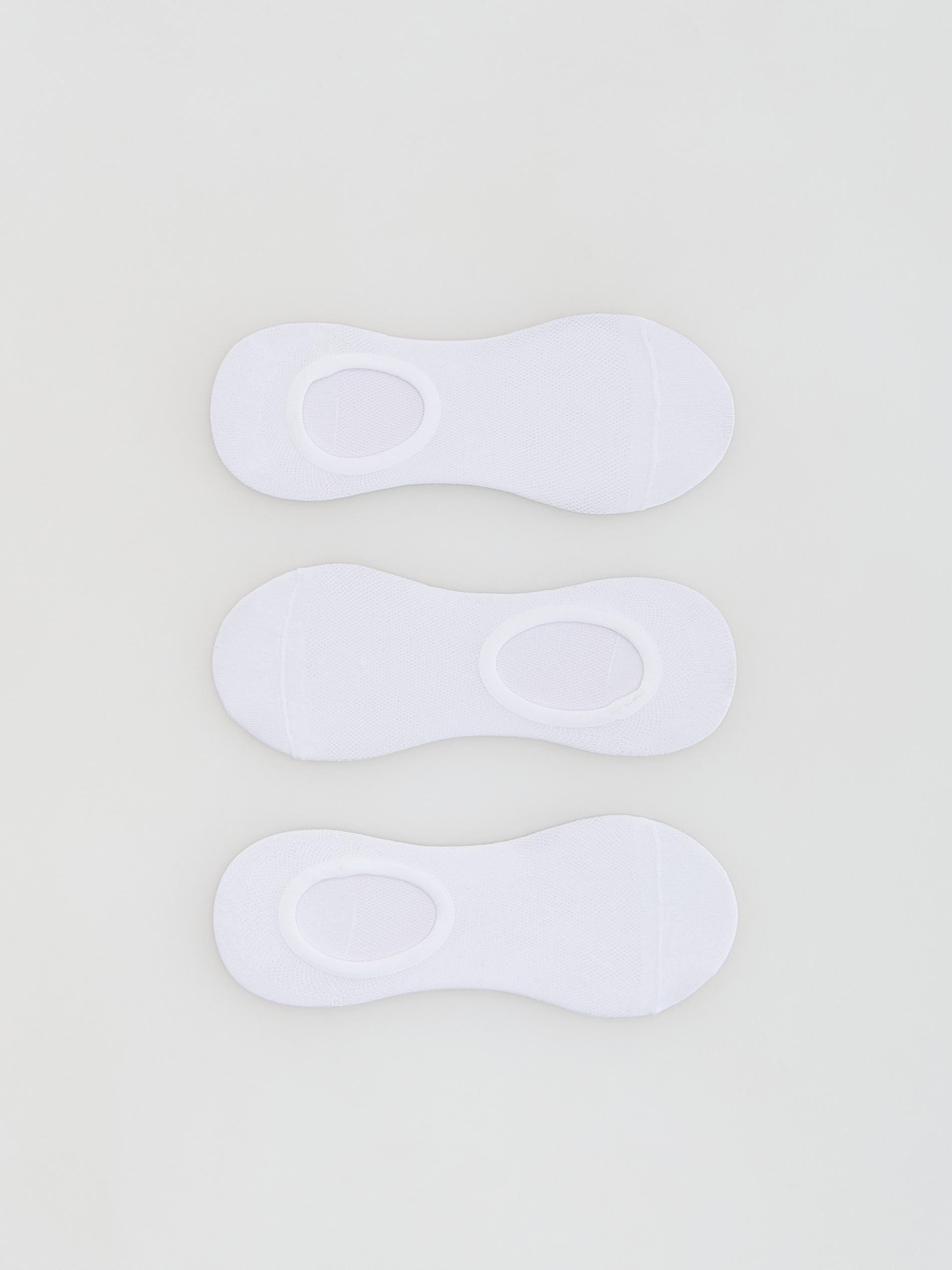 White 3 Pack No Show Socks, White, medium