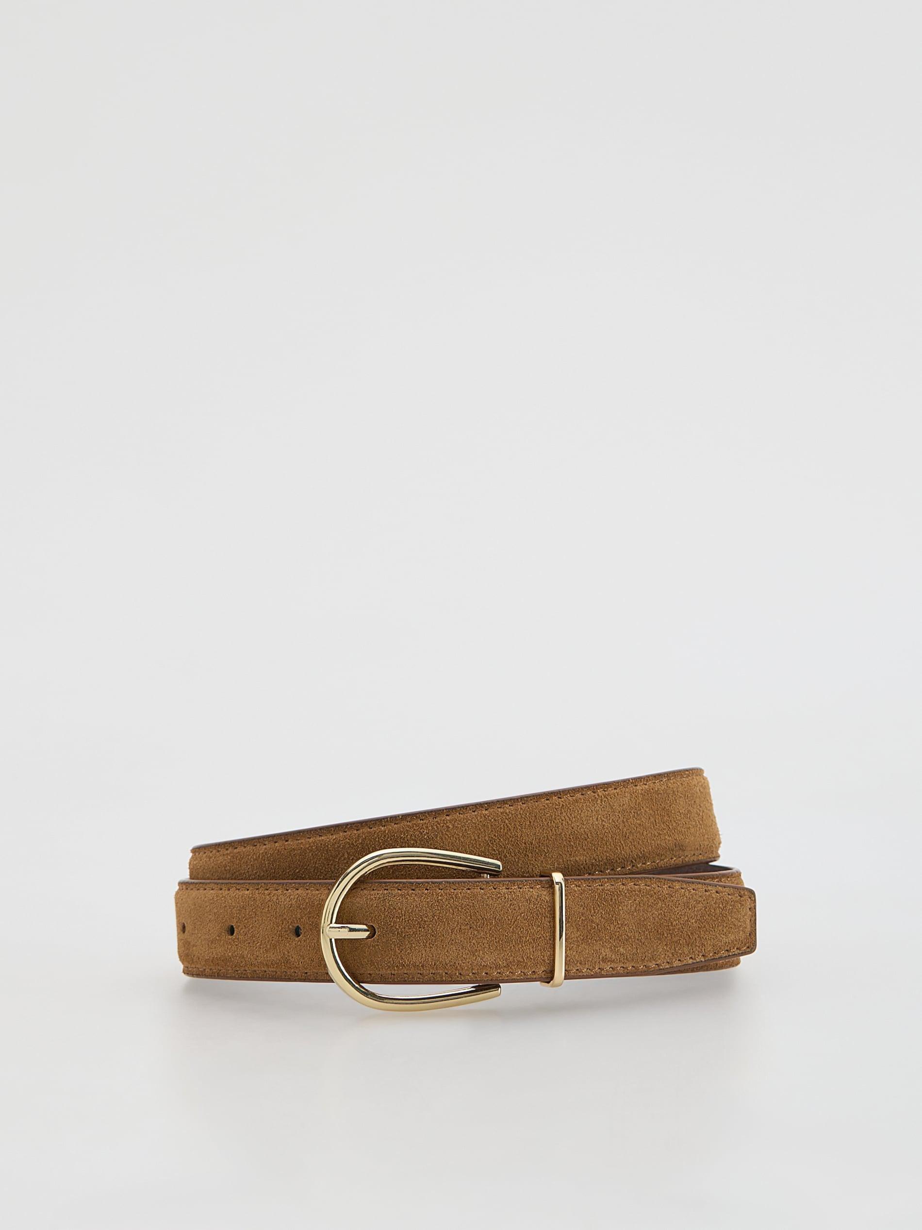 Gold Brown Suede Belt, Brown, large image number 0