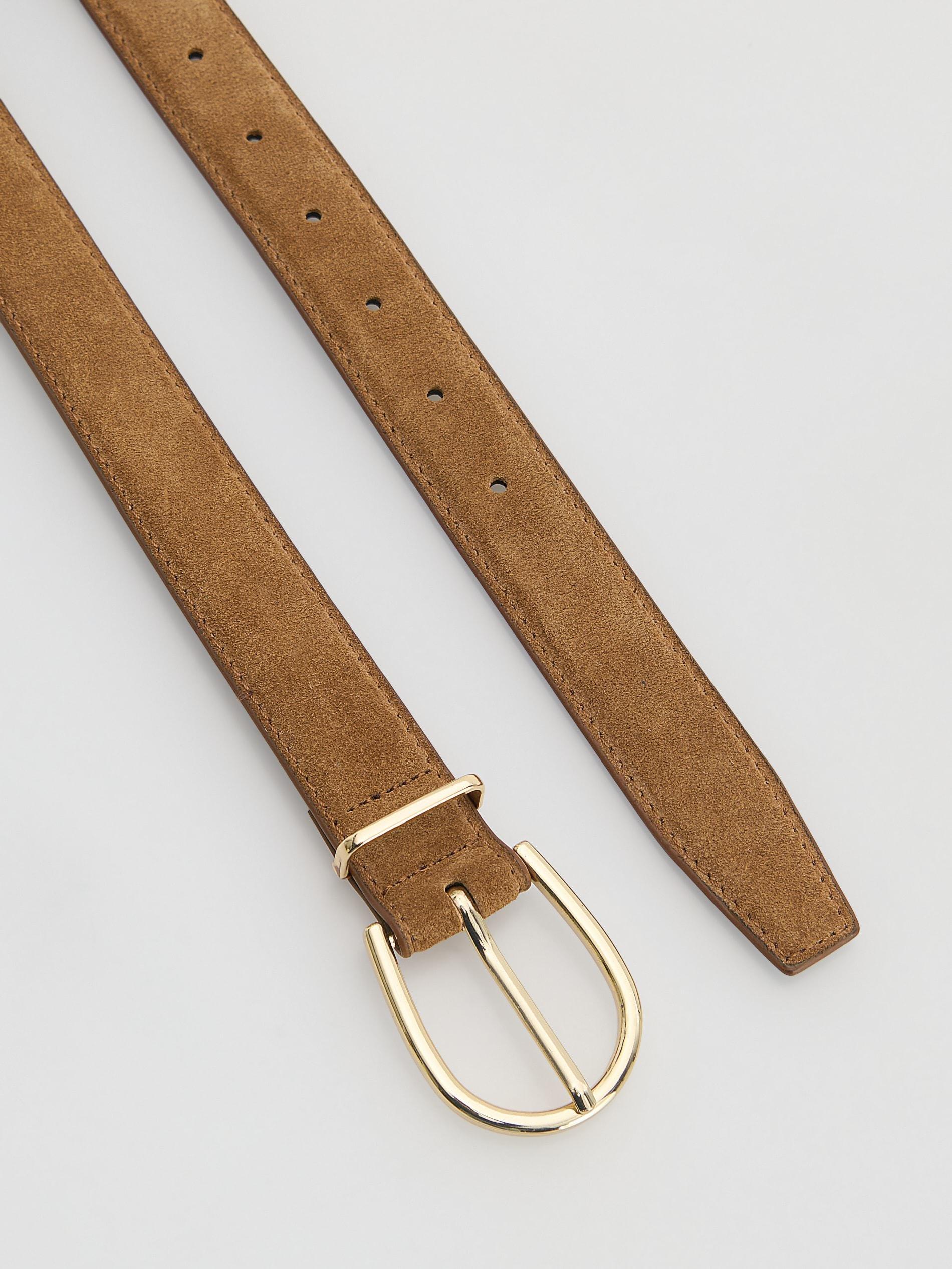 Gold Brown Suede Belt, Brown, large image number 1