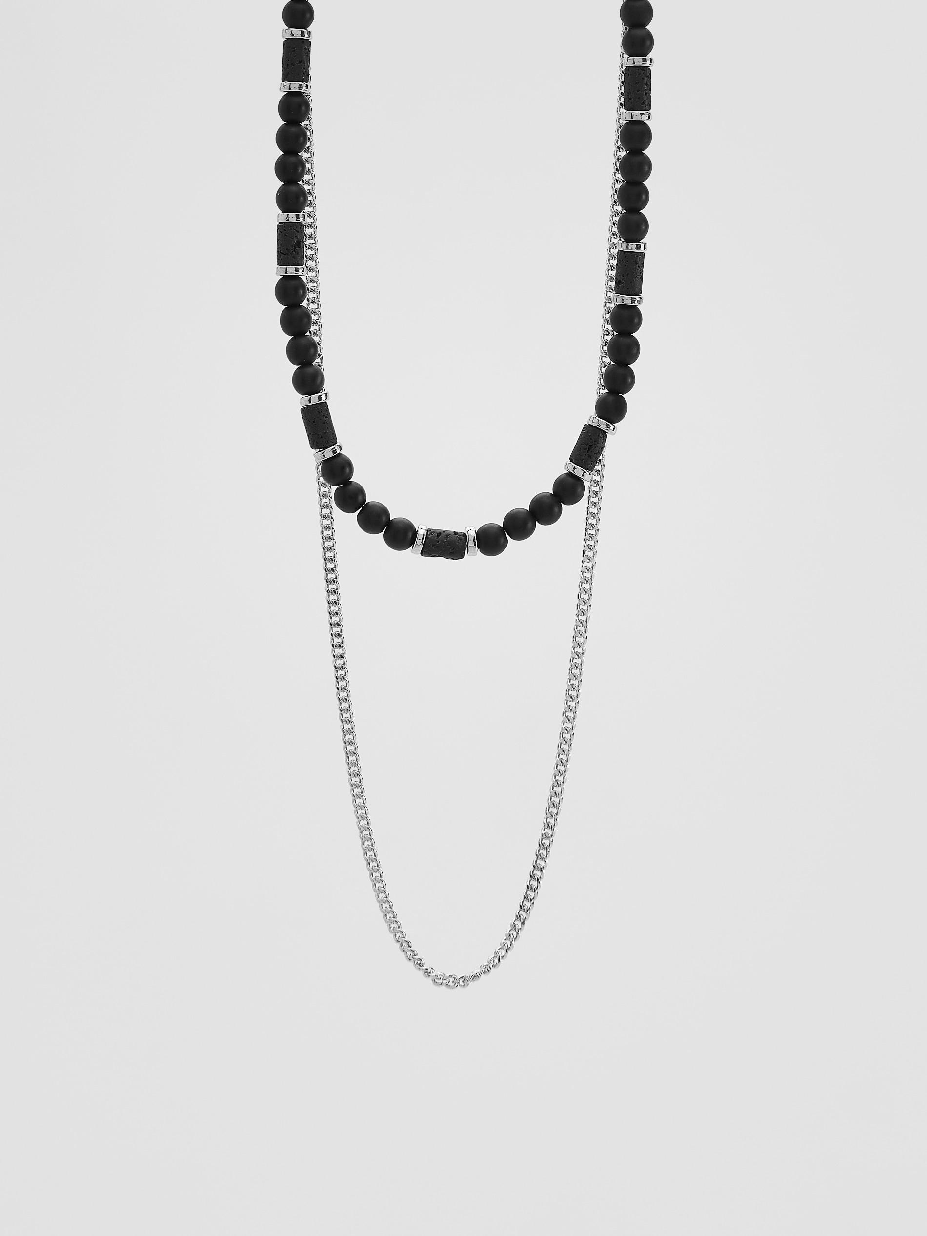 Black Two-Necklace Set, Black, large image number 0