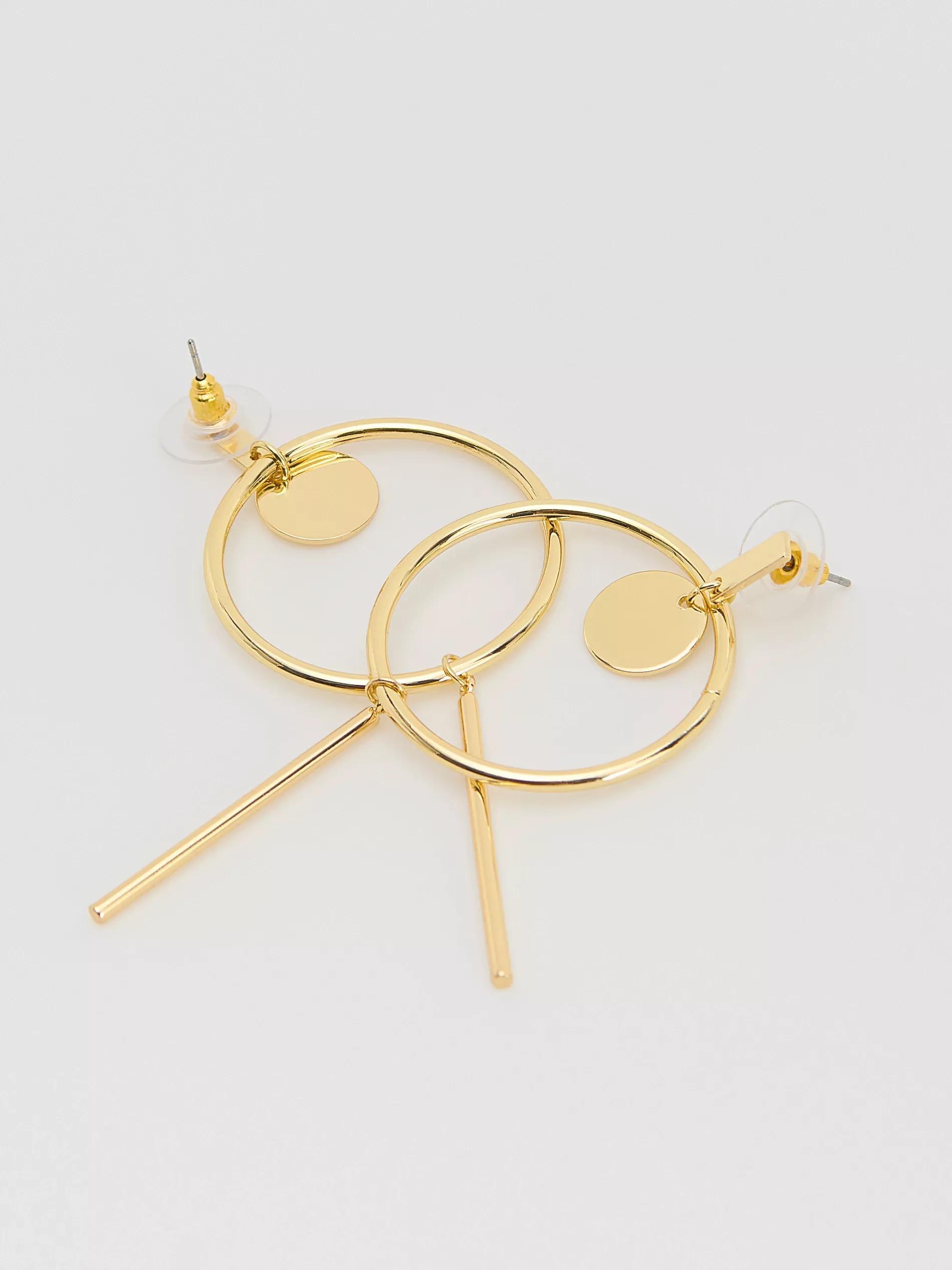 Gold Dangle Earrings, Golden, large image number 1