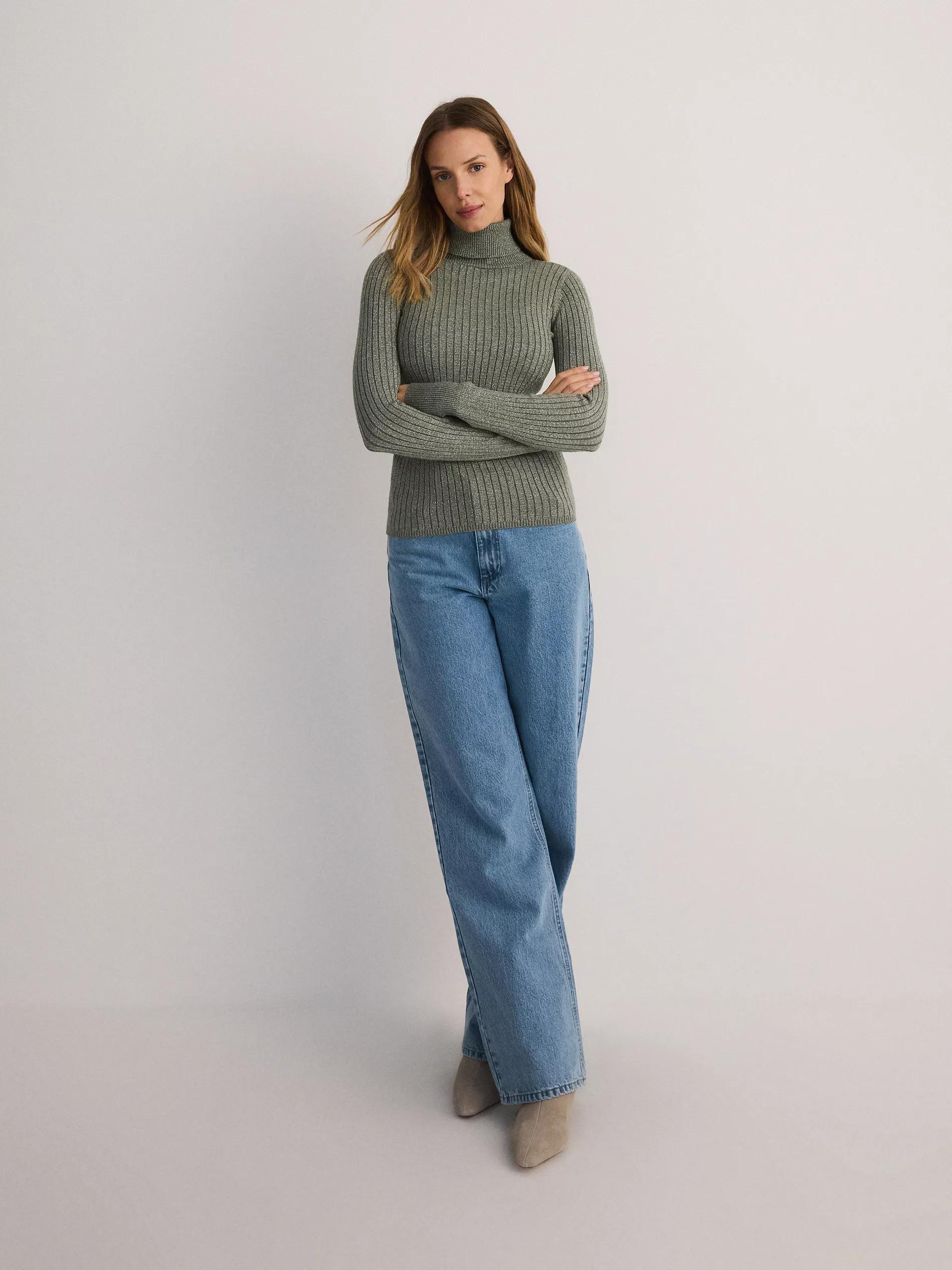 Khaki Collared Fitted Sweater, , large image number 1