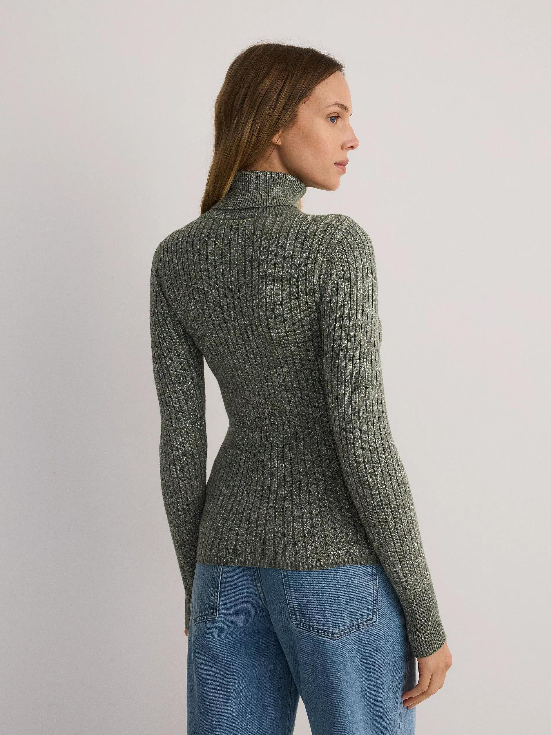 Khaki Collared Fitted Sweater, , large image number 3