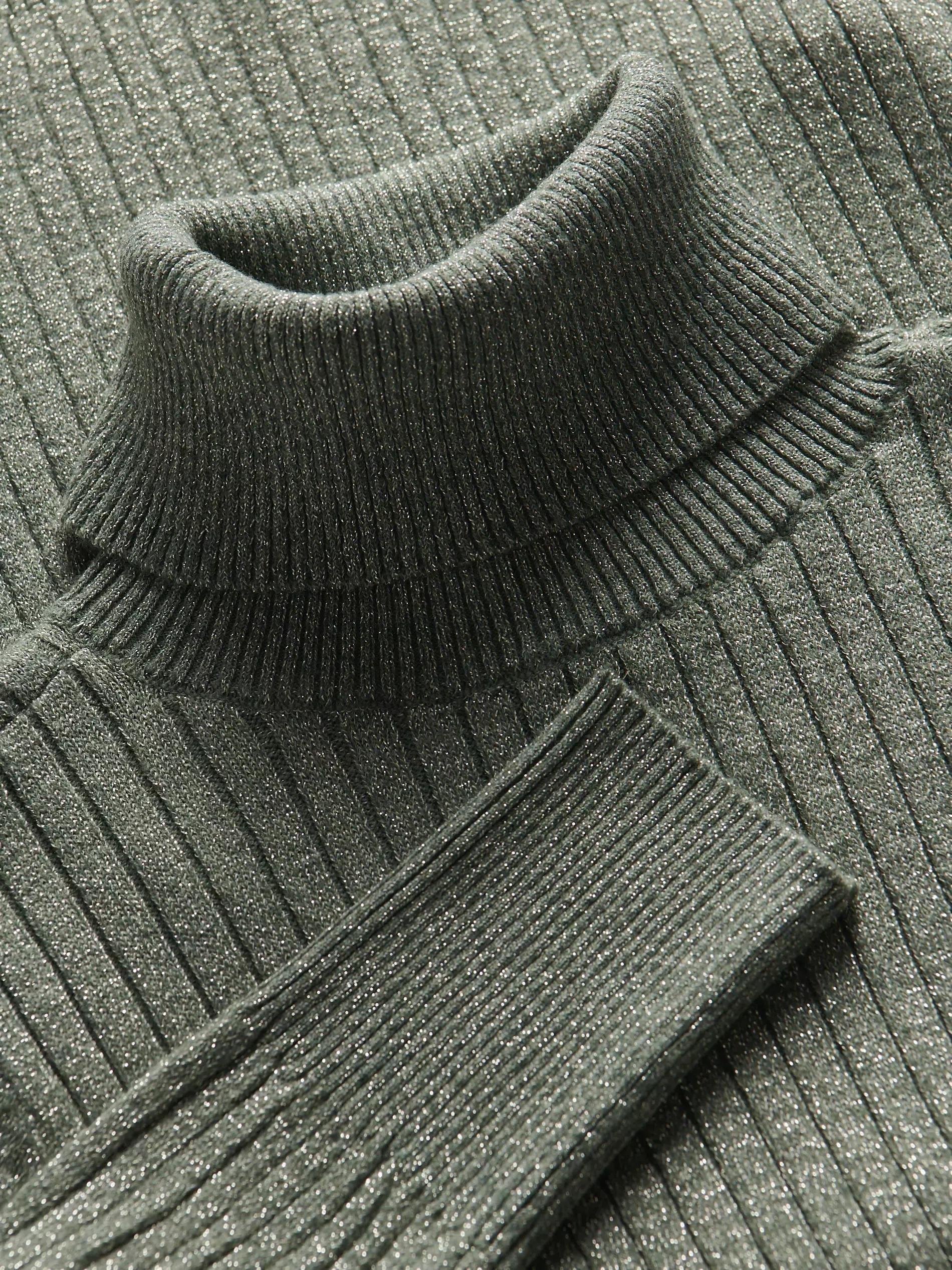 Khaki Collared Fitted Sweater, , large image number 5
