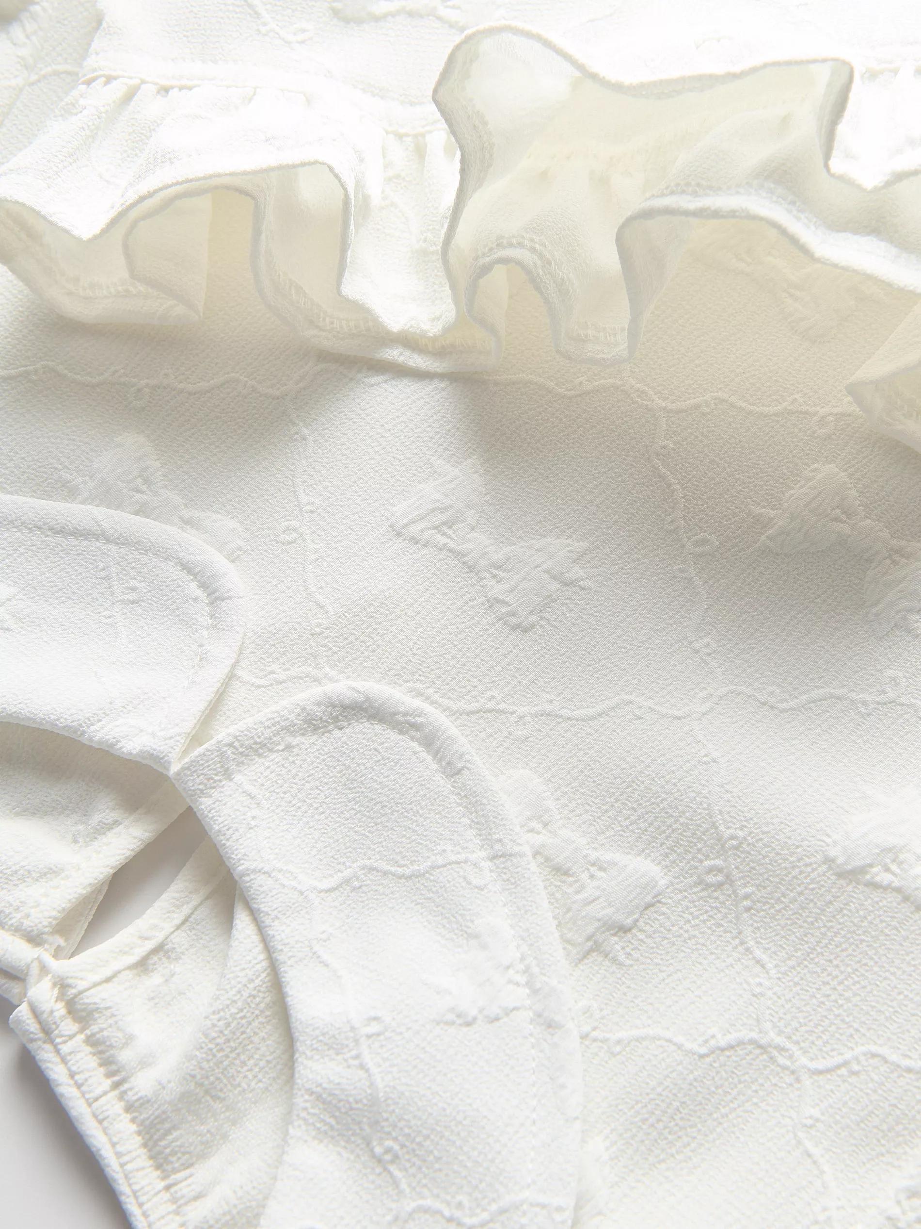 Cream Embroidery Blouse, Kids Girls, , large image number 1