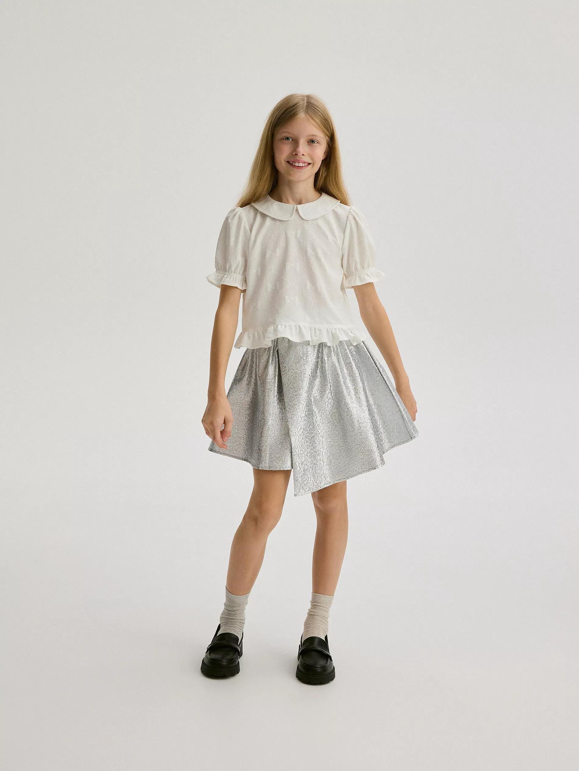 Cream Embroidery Blouse, Kids Girls, , large image number 2